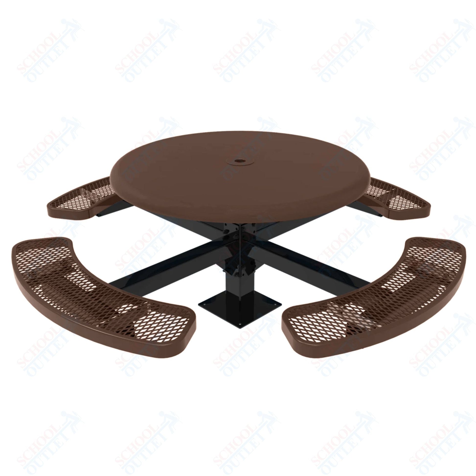 MyTcoat MYT - TRS46 - 12 46″ Round Solid Top Pedestal Picnic Table With Inground Mount (30"H) - SchoolOutlet
