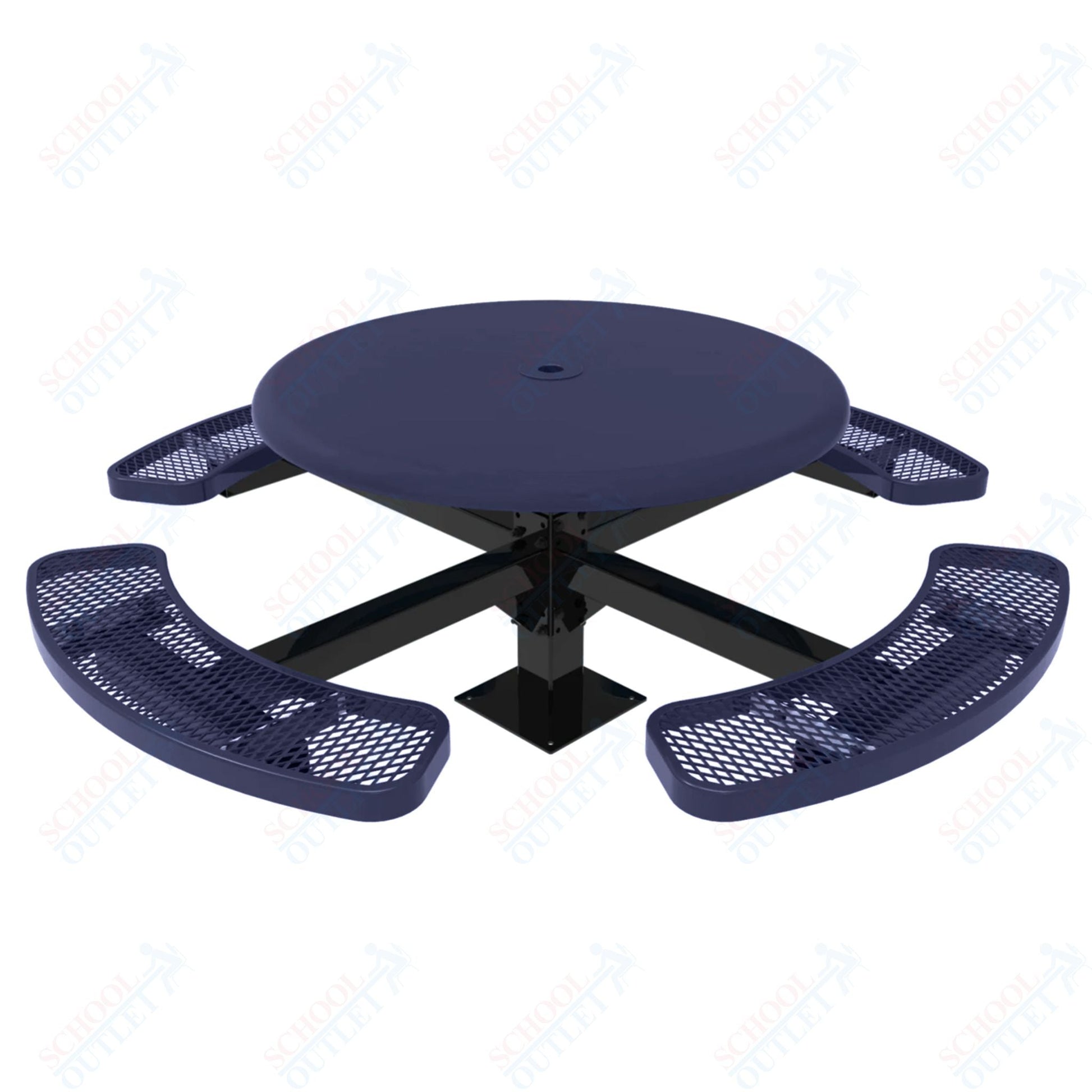 MyTcoat MYT - TRS46 - 12 46″ Round Solid Top Pedestal Picnic Table With Inground Mount (30"H) - SchoolOutlet