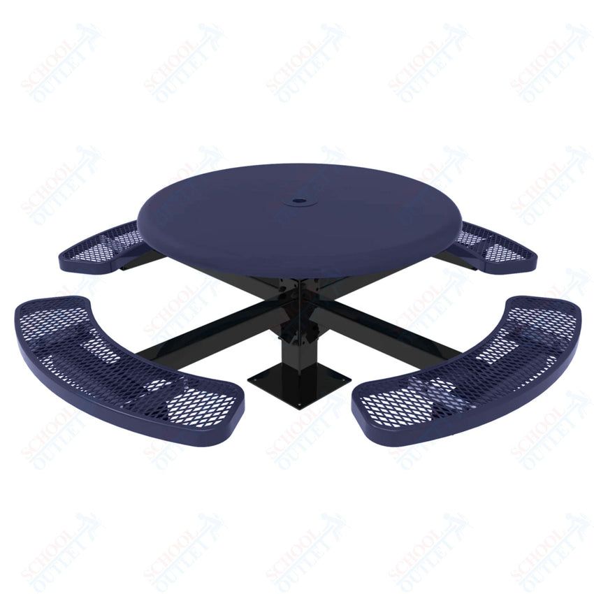 MyTcoat MYT - TRS46 - 12 46″ Round Solid Top Pedestal Picnic Table With Inground Mount (30"H) - SchoolOutlet