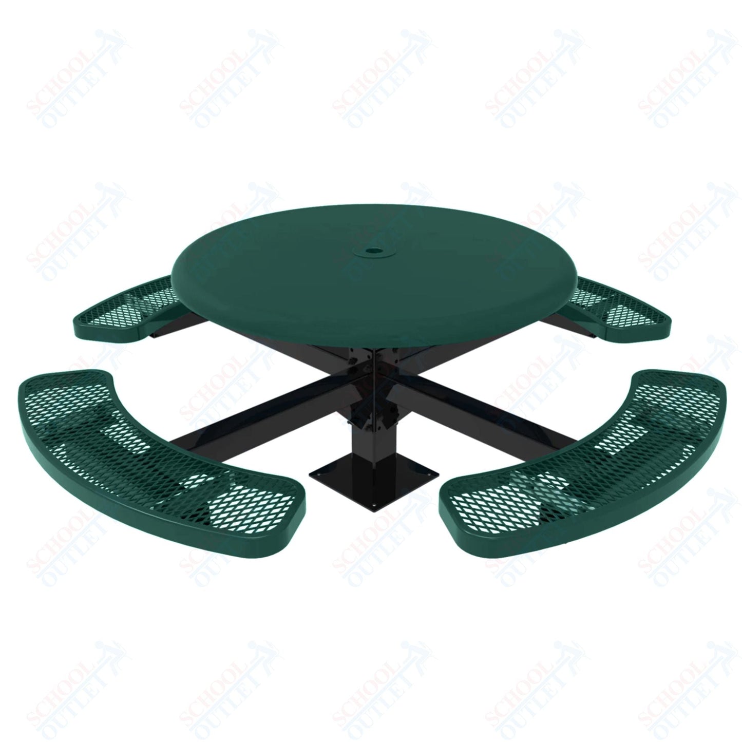 MyTcoat MYT - TRS46 - 12 46″ Round Solid Top Pedestal Picnic Table With Inground Mount (30"H) - SchoolOutlet