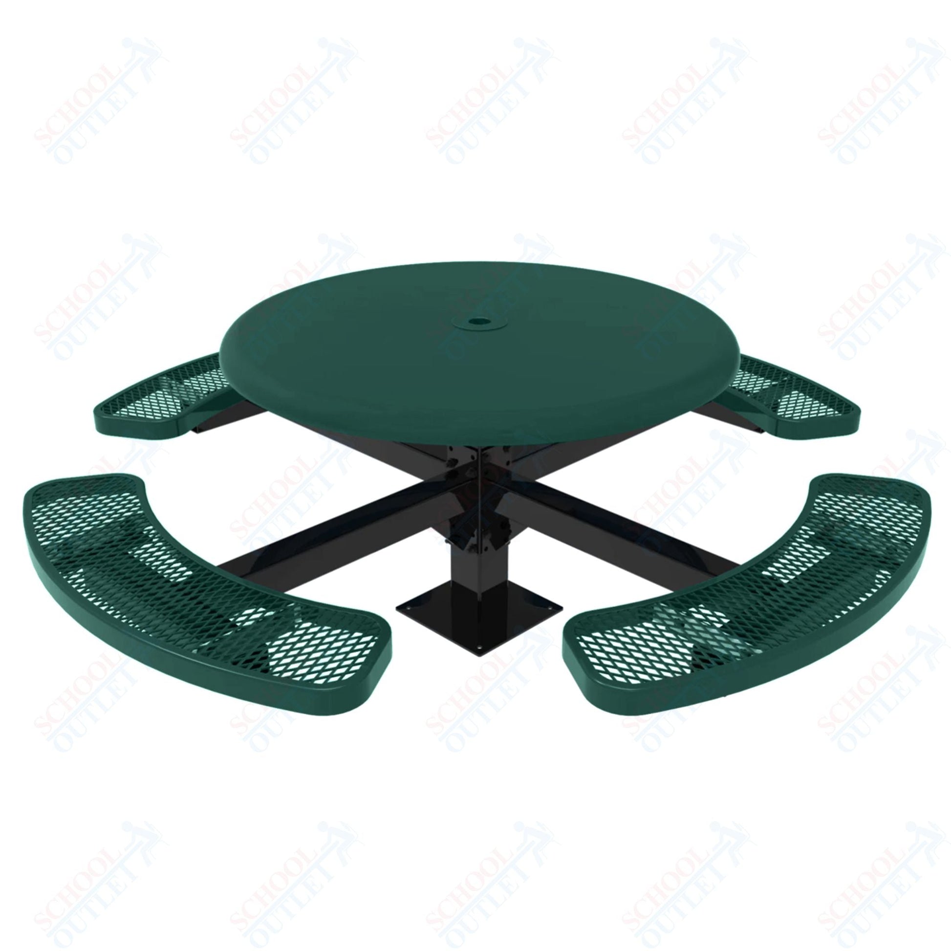MyTcoat MYT - TRS46 - 12 46″ Round Solid Top Pedestal Picnic Table With Inground Mount (30"H) - SchoolOutlet