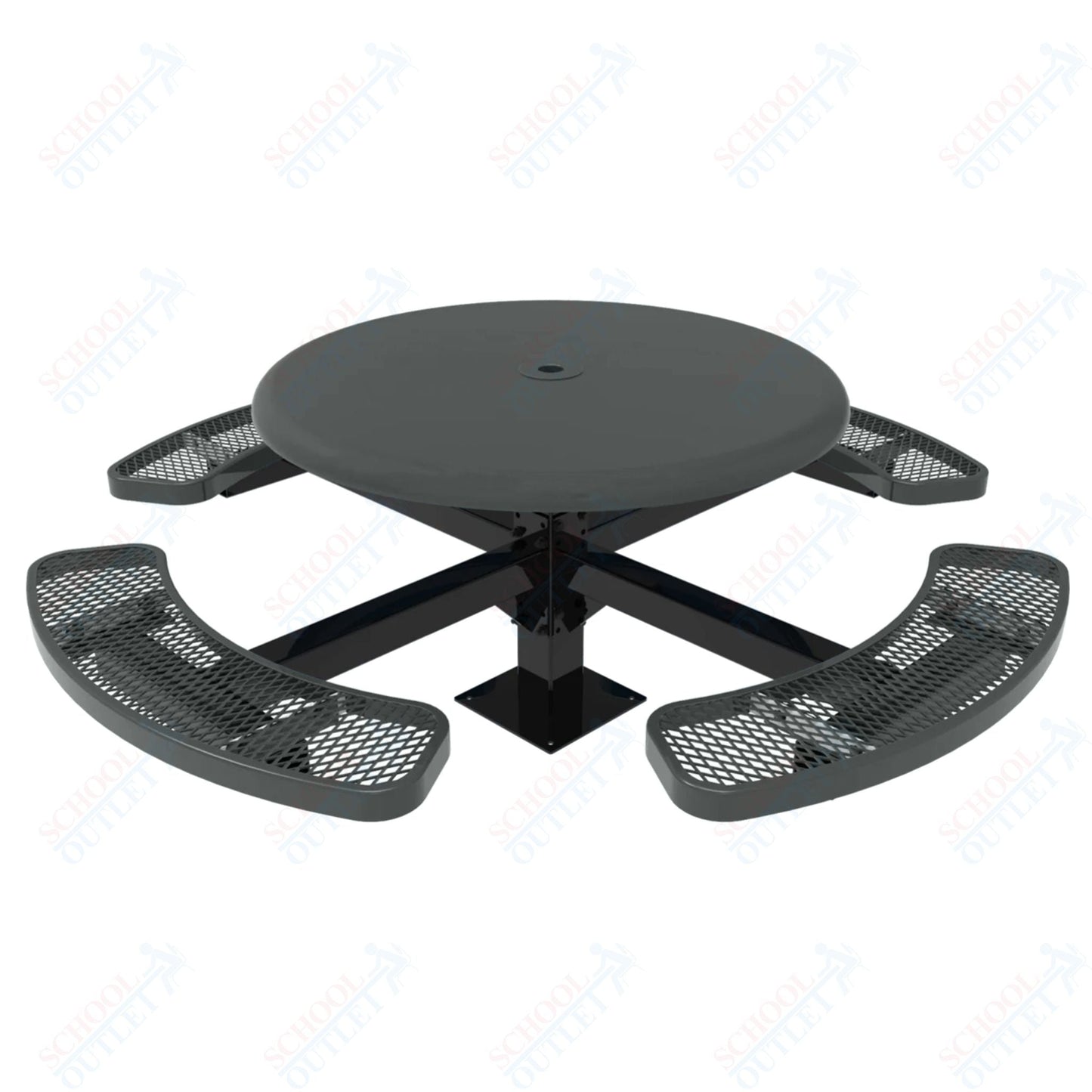 MyTcoat MYT - TRS46 - 12 46″ Round Solid Top Pedestal Picnic Table With Inground Mount (30"H) - SchoolOutlet