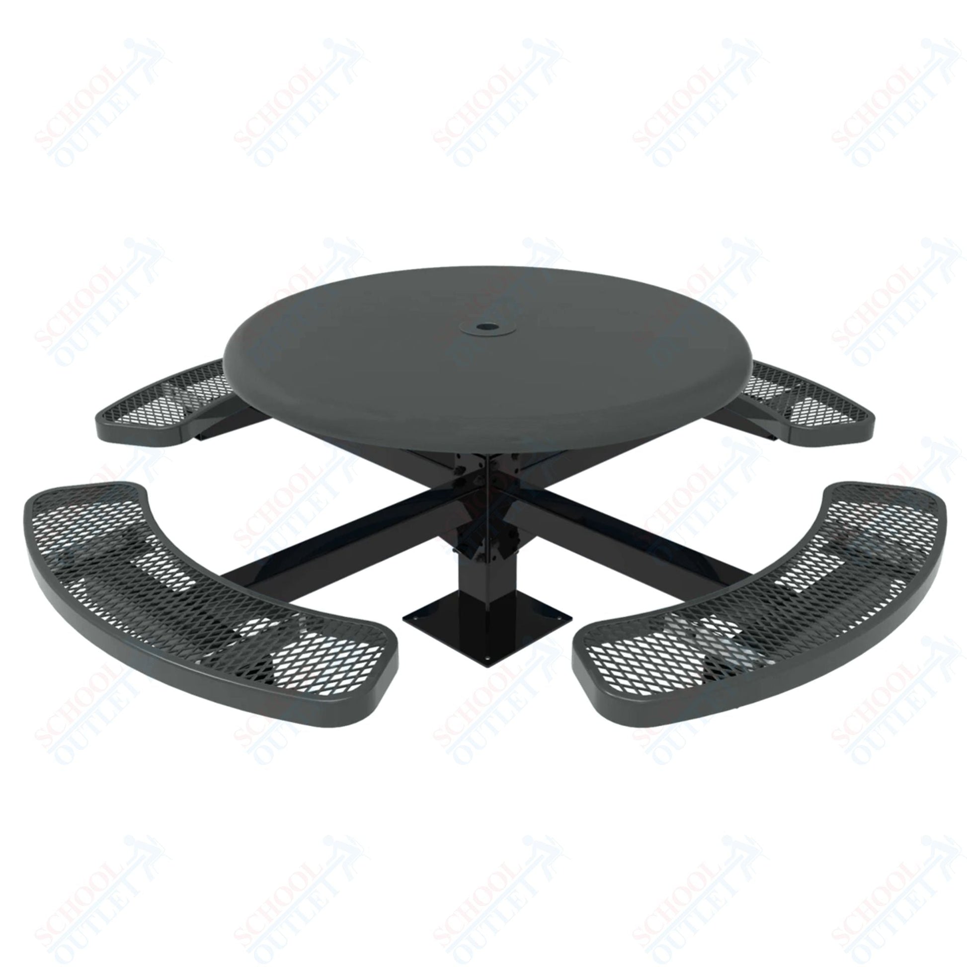 MyTcoat MYT - TRS46 - 12 46″ Round Solid Top Pedestal Picnic Table With Inground Mount (30"H) - SchoolOutlet
