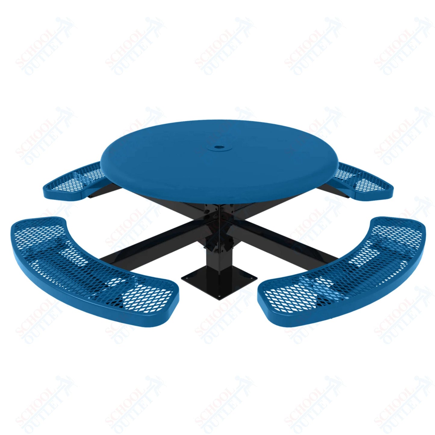 MyTcoat MYT - TRS46 - 12 46″ Round Solid Top Pedestal Picnic Table With Inground Mount (30"H) - SchoolOutlet