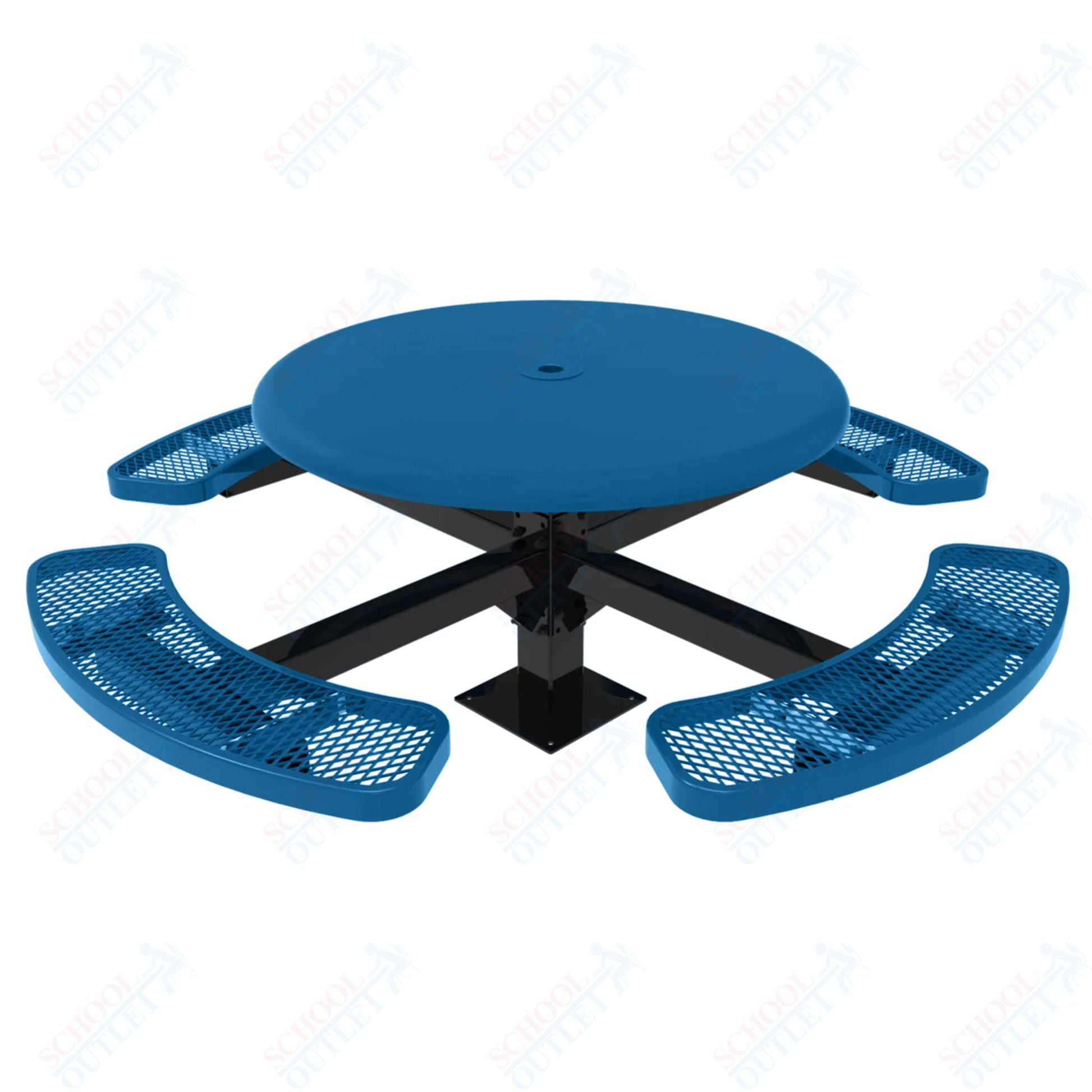 MyTcoat MYT - TRS46 - 12 46″ Round Solid Top Pedestal Picnic Table With Inground Mount (30"H) - SchoolOutlet