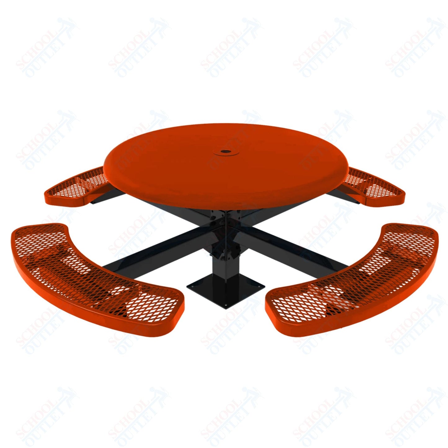 MyTcoat MYT - TRS46 - 12 46″ Round Solid Top Pedestal Picnic Table With Inground Mount (30"H) - SchoolOutlet