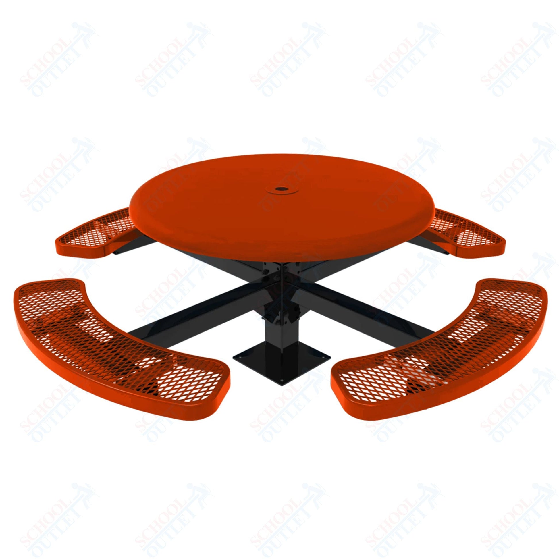 MyTcoat MYT - TRS46 - 12 46″ Round Solid Top Pedestal Picnic Table With Inground Mount (30"H) - SchoolOutlet