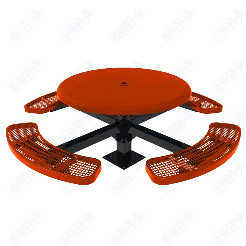 MyTcoat MYT - TRS46 - 12 46″ Round Solid Top Pedestal Picnic Table With Inground Mount (30"H) - SchoolOutlet