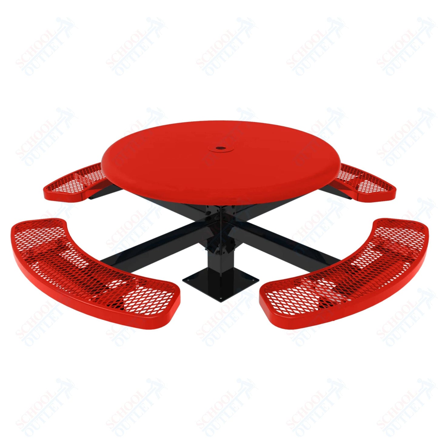 MyTcoat MYT - TRS46 - 12 46″ Round Solid Top Pedestal Picnic Table With Inground Mount (30"H) - SchoolOutlet