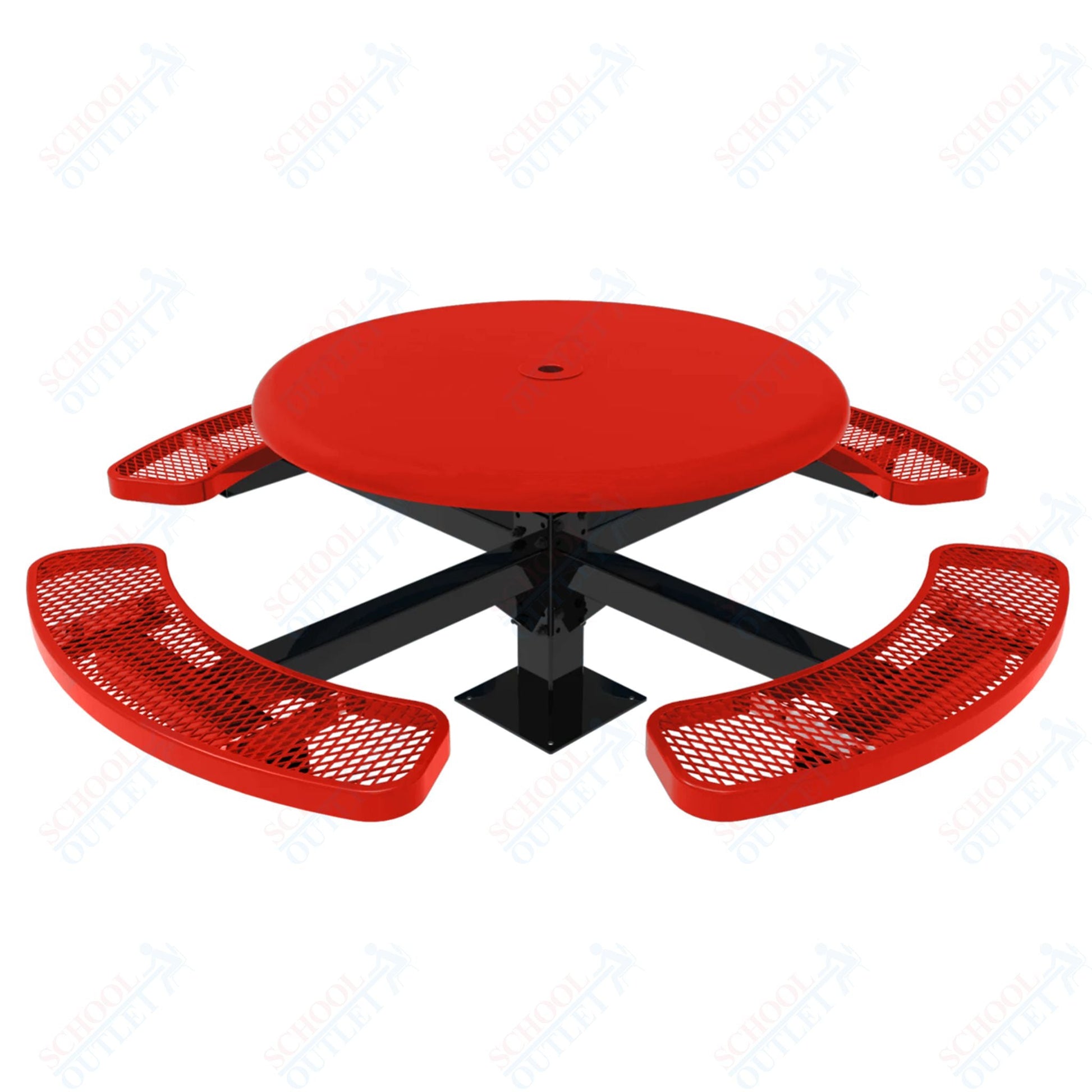 MyTcoat MYT - TRS46 - 12 46″ Round Solid Top Pedestal Picnic Table With Inground Mount (30"H) - SchoolOutlet