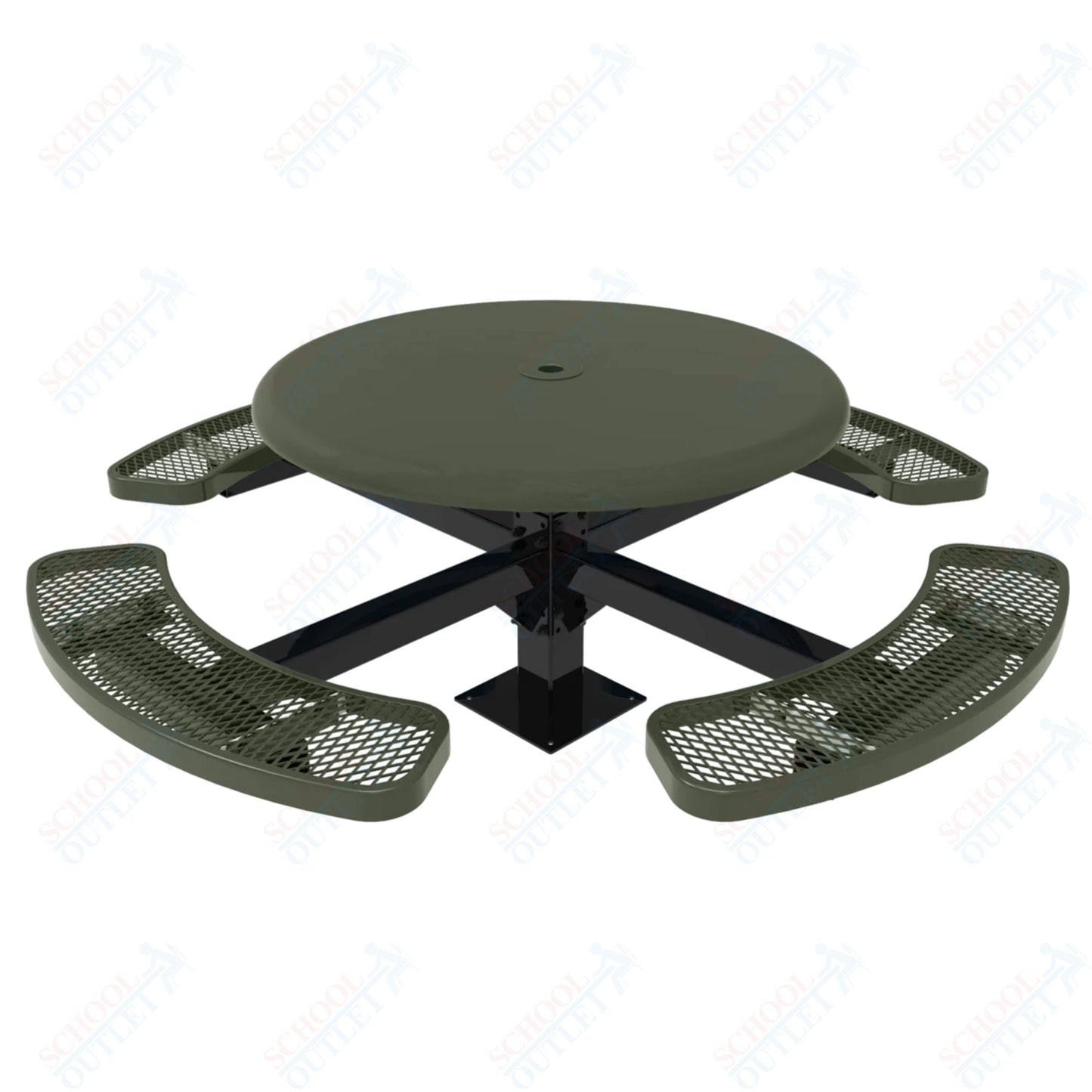MyTcoat MYT - TRS46 - 12 46″ Round Solid Top Pedestal Picnic Table With Inground Mount (30"H) - SchoolOutlet