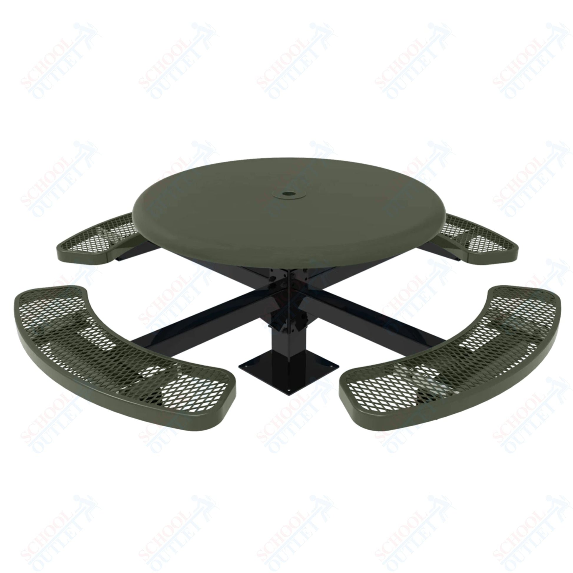 MyTcoat MYT - TRS46 - 12 46″ Round Solid Top Pedestal Picnic Table With Inground Mount (30"H) - SchoolOutlet