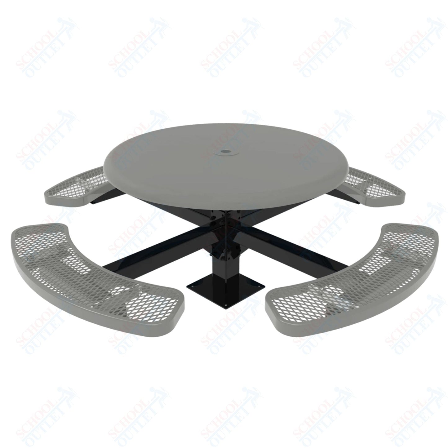 MyTcoat MYT - TRS46 - 12 46″ Round Solid Top Pedestal Picnic Table With Inground Mount (30"H) - SchoolOutlet