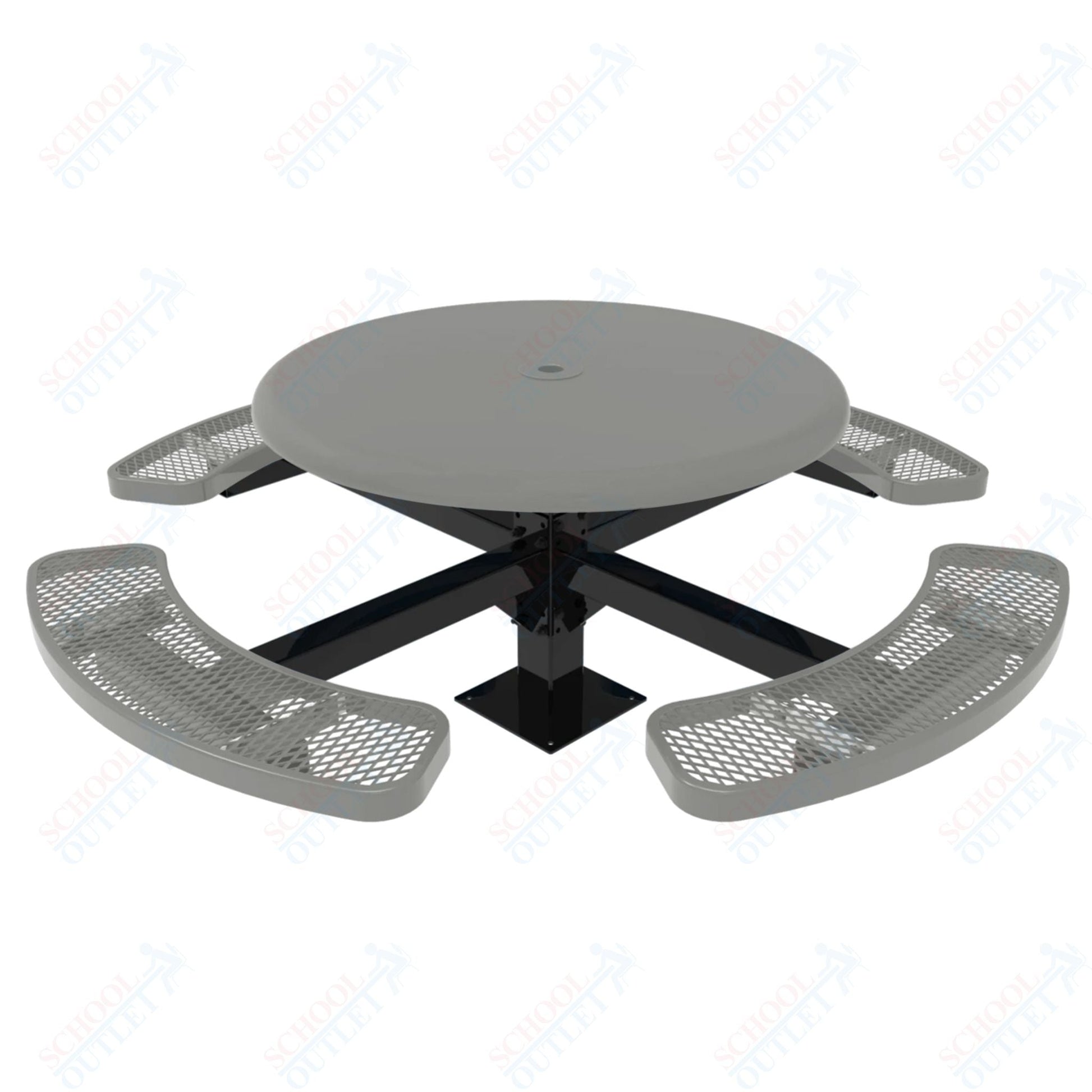 MyTcoat MYT - TRS46 - 12 46″ Round Solid Top Pedestal Picnic Table With Inground Mount (30"H) - SchoolOutlet
