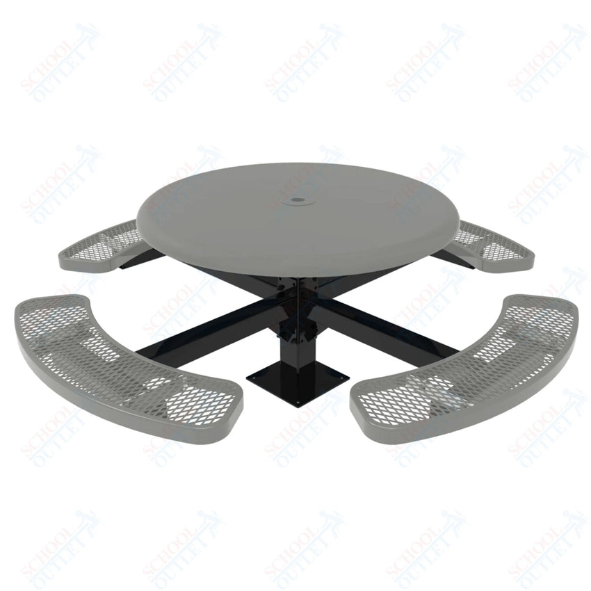 MyTcoat MYT - TRS46 - 12 46″ Round Solid Top Pedestal Picnic Table With Inground Mount (30"H) - SchoolOutlet