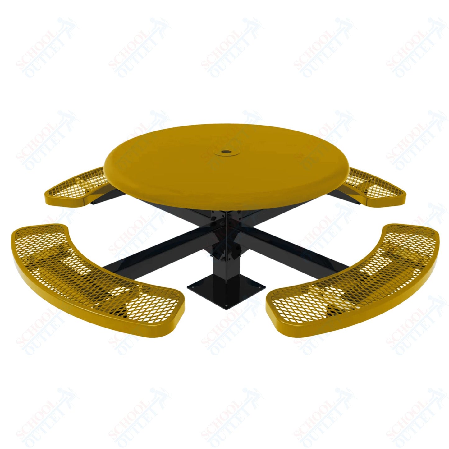 MyTcoat MYT - TRS46 - 12 46″ Round Solid Top Pedestal Picnic Table With Inground Mount (30"H) - SchoolOutlet