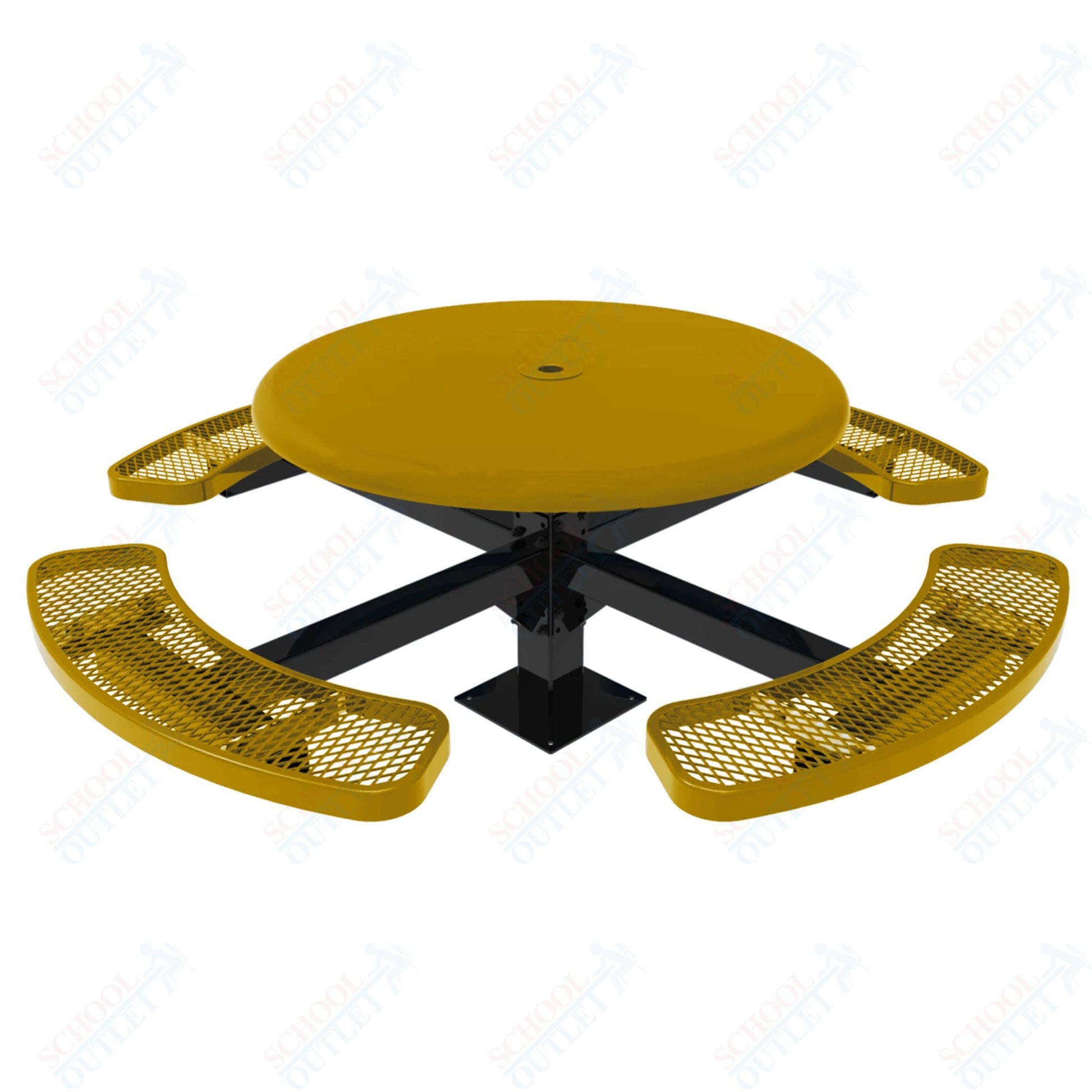MyTcoat MYT - TRS46 - 12 46″ Round Solid Top Pedestal Picnic Table With Inground Mount (30"H) - SchoolOutlet