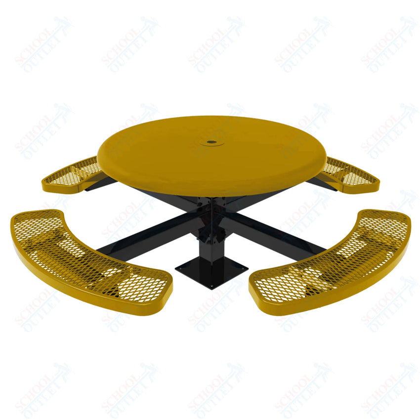 MyTcoat MYT - TRS46 - 12 46″ Round Solid Top Pedestal Picnic Table With Inground Mount (30"H) - SchoolOutlet