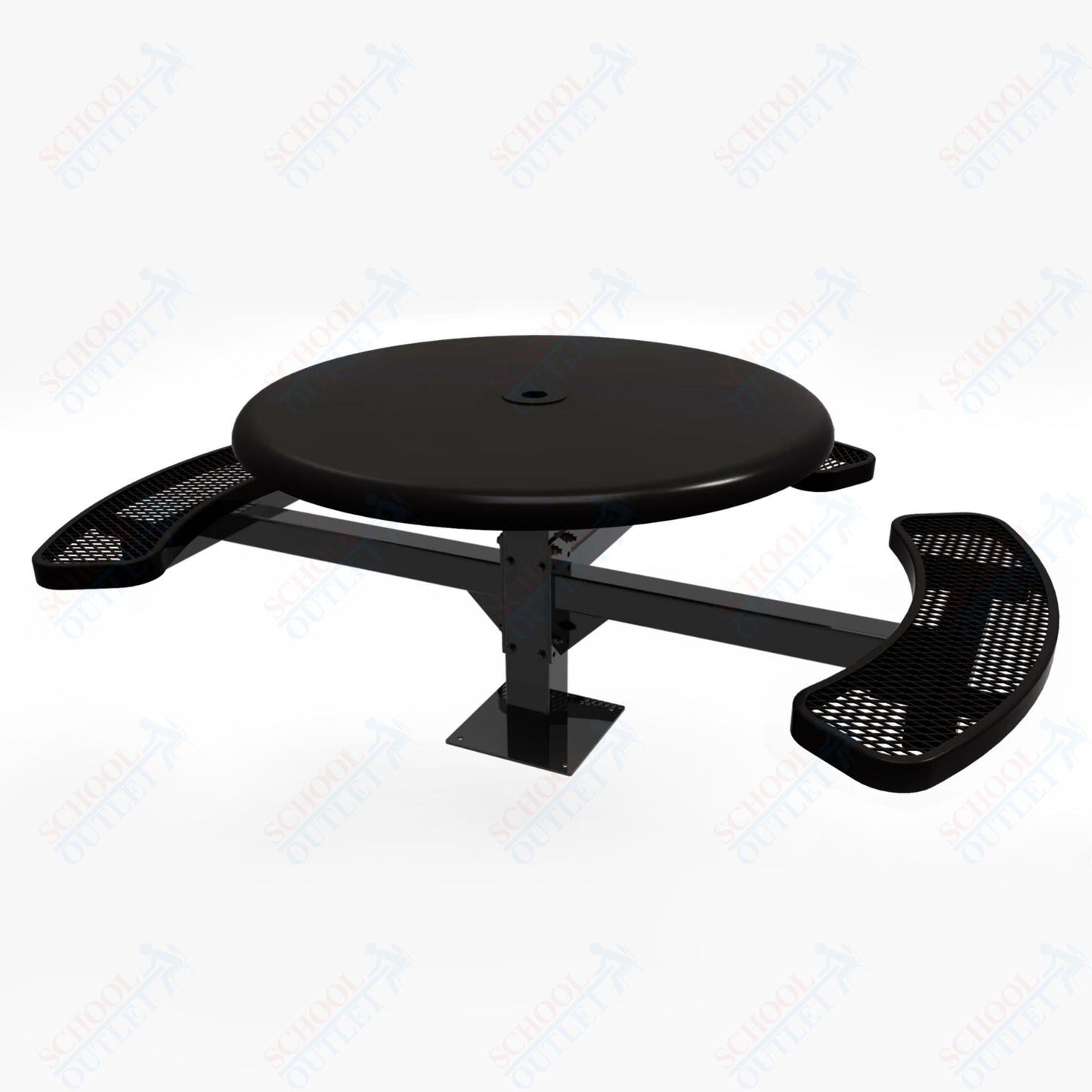 MyTcoat MYT - TRS46 - 15 - 003 46″ Round Solid Top Pedestal Picnic Table with Surface Mount, 3 Seat and ADA Accessible (30"H) - SchoolOutlet