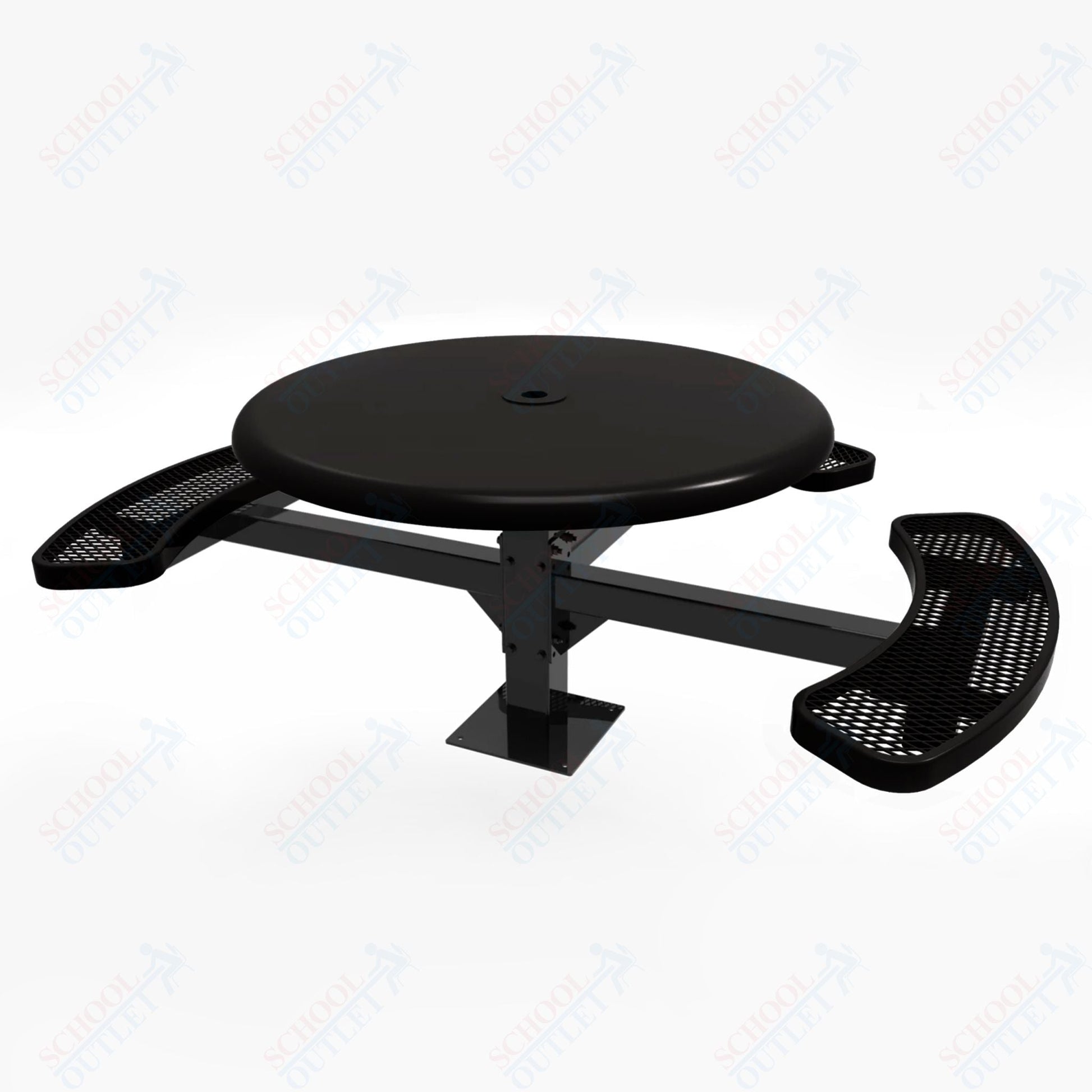 MyTcoat MYT - TRS46 - 15 - 003 46″ Round Solid Top Pedestal Picnic Table with Surface Mount, 3 Seat and ADA Accessible (30"H) - SchoolOutlet