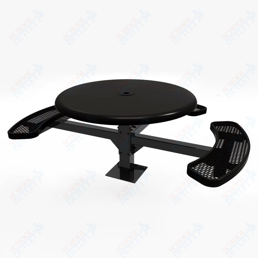 MyTcoat MYT - TRS46 - 15 - 003 46″ Round Solid Top Pedestal Picnic Table with Surface Mount, 3 Seat and ADA Accessible (30"H) - SchoolOutlet