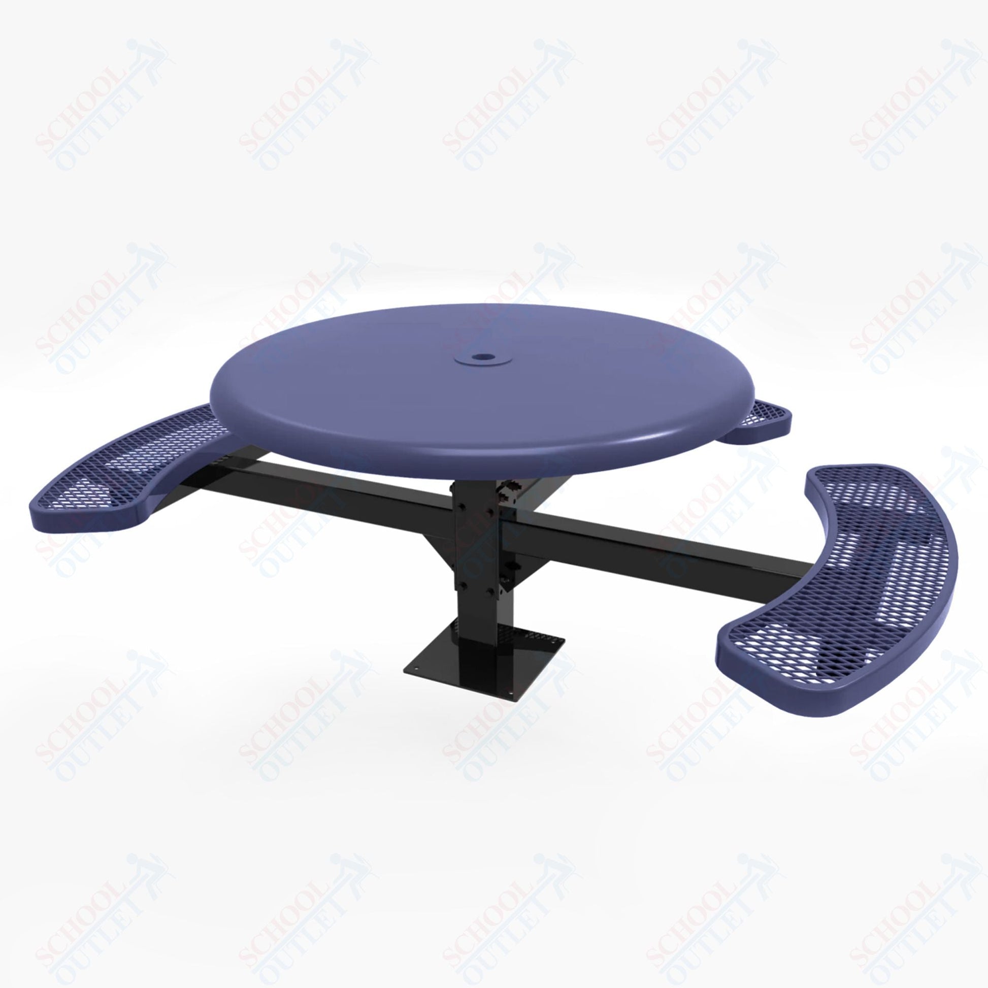 MyTcoat MYT - TRS46 - 15 - 003 46″ Round Solid Top Pedestal Picnic Table with Surface Mount, 3 Seat and ADA Accessible (30"H) - SchoolOutlet