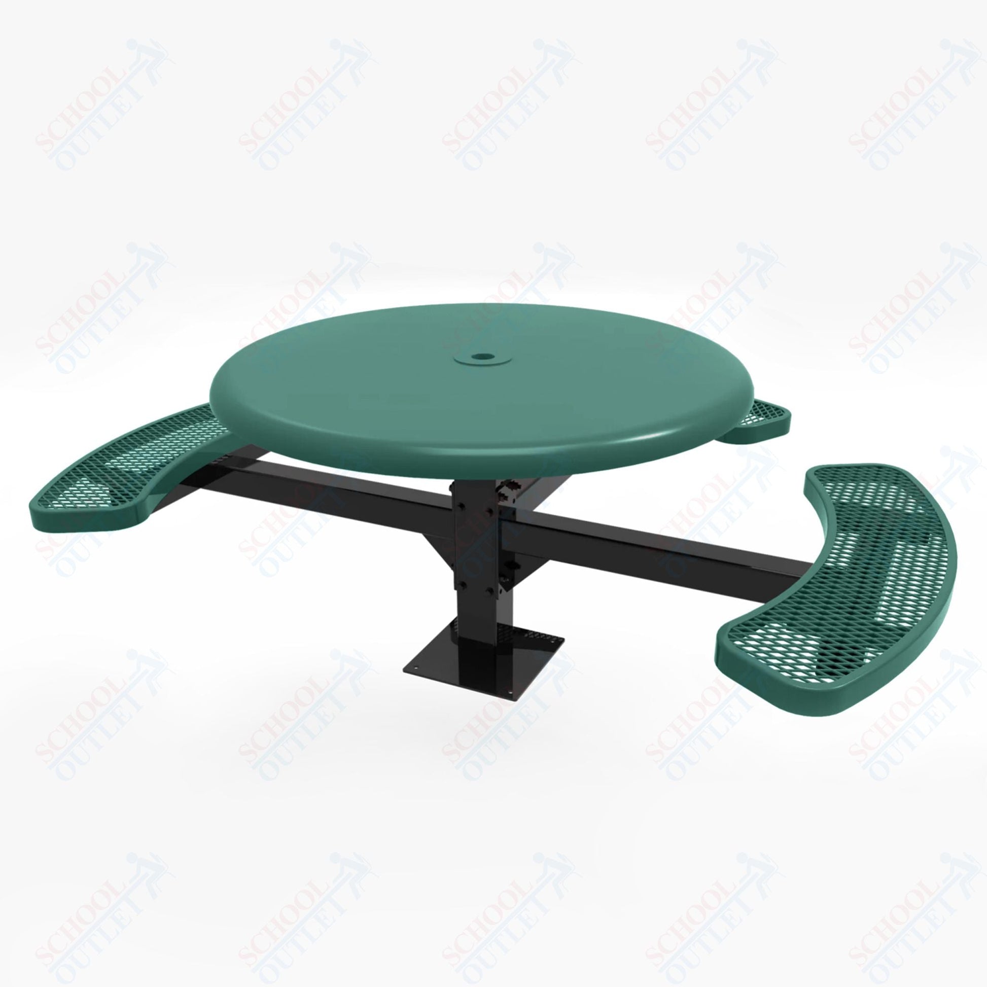 MyTcoat MYT - TRS46 - 15 - 003 46″ Round Solid Top Pedestal Picnic Table with Surface Mount, 3 Seat and ADA Accessible (30"H) - SchoolOutlet