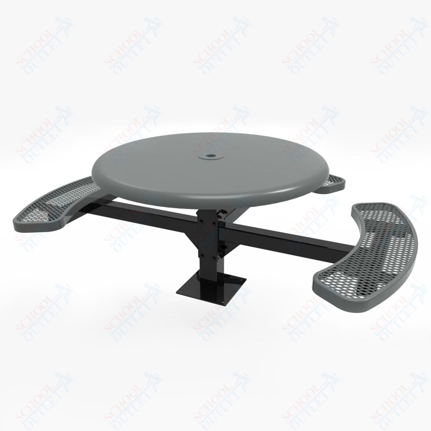 MyTcoat MYT - TRS46 - 15 - 003 46″ Round Solid Top Pedestal Picnic Table with Surface Mount, 3 Seat and ADA Accessible (30"H) - SchoolOutlet