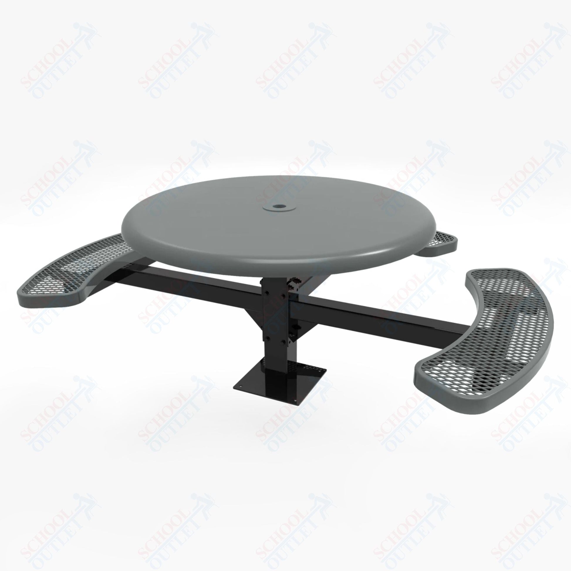 MyTcoat MYT - TRS46 - 15 - 003 46″ Round Solid Top Pedestal Picnic Table with Surface Mount, 3 Seat and ADA Accessible (30"H) - SchoolOutlet