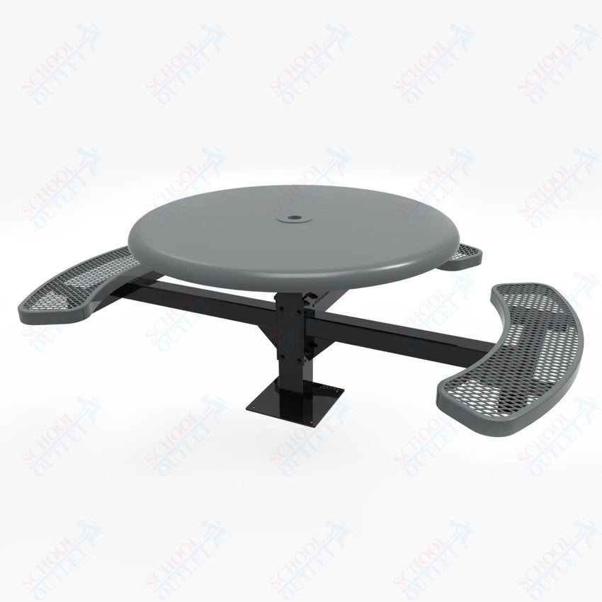 MyTcoat MYT - TRS46 - 15 - 003 46″ Round Solid Top Pedestal Picnic Table with Surface Mount, 3 Seat and ADA Accessible (30"H) - SchoolOutlet