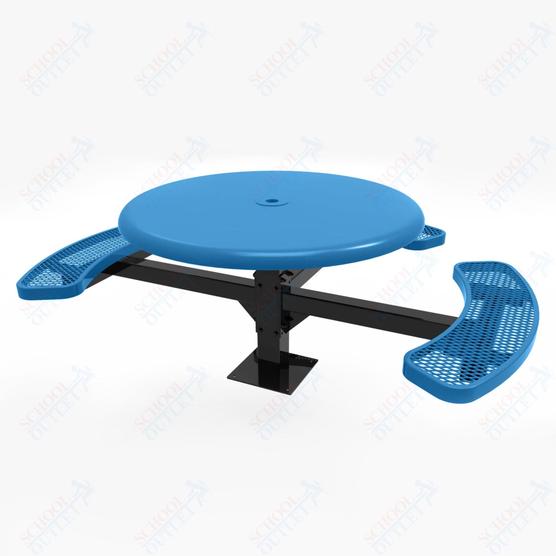 MyTcoat MYT - TRS46 - 15 - 003 46″ Round Solid Top Pedestal Picnic Table with Surface Mount, 3 Seat and ADA Accessible (30"H) - SchoolOutlet