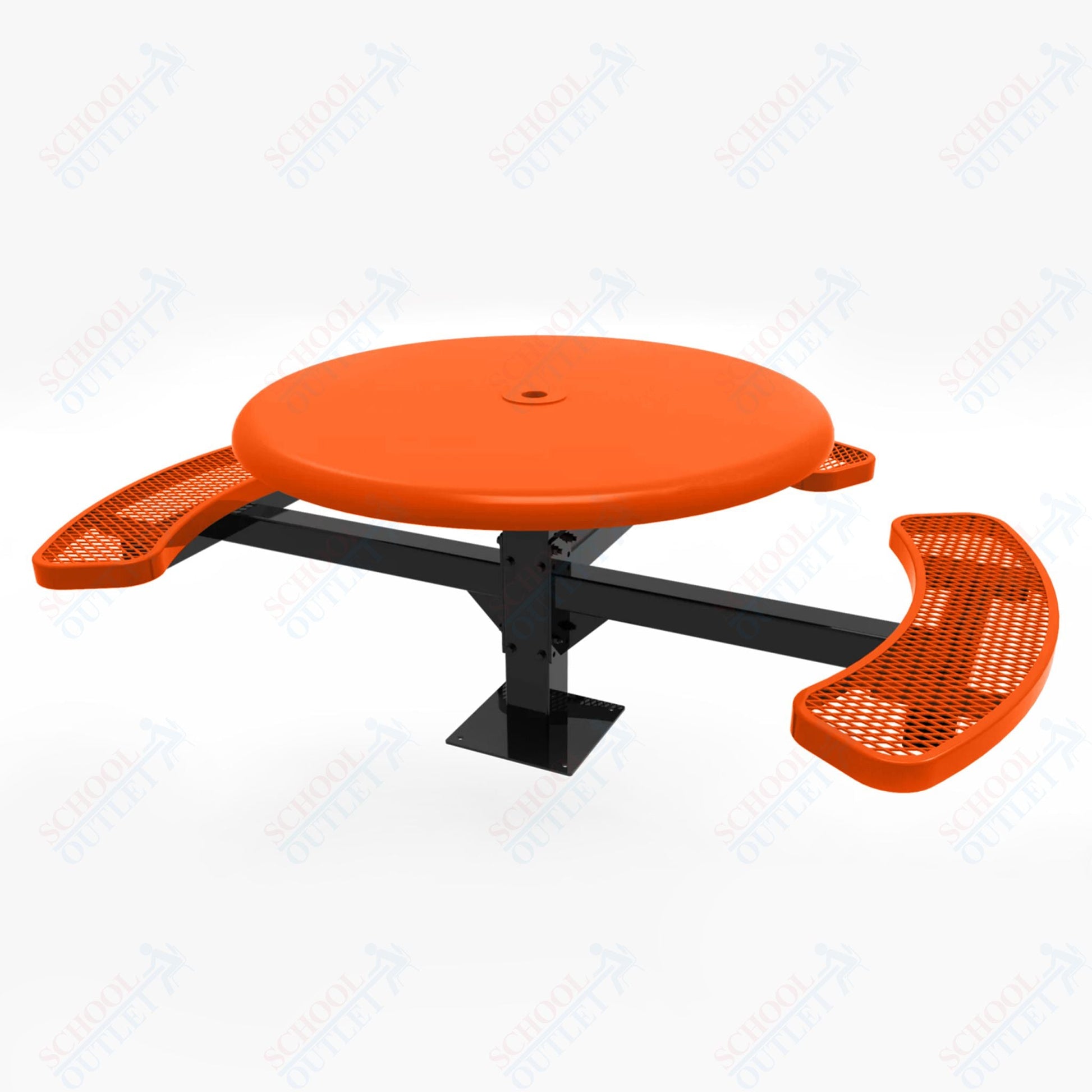 MyTcoat MYT - TRS46 - 15 - 003 46″ Round Solid Top Pedestal Picnic Table with Surface Mount, 3 Seat and ADA Accessible (30"H) - SchoolOutlet