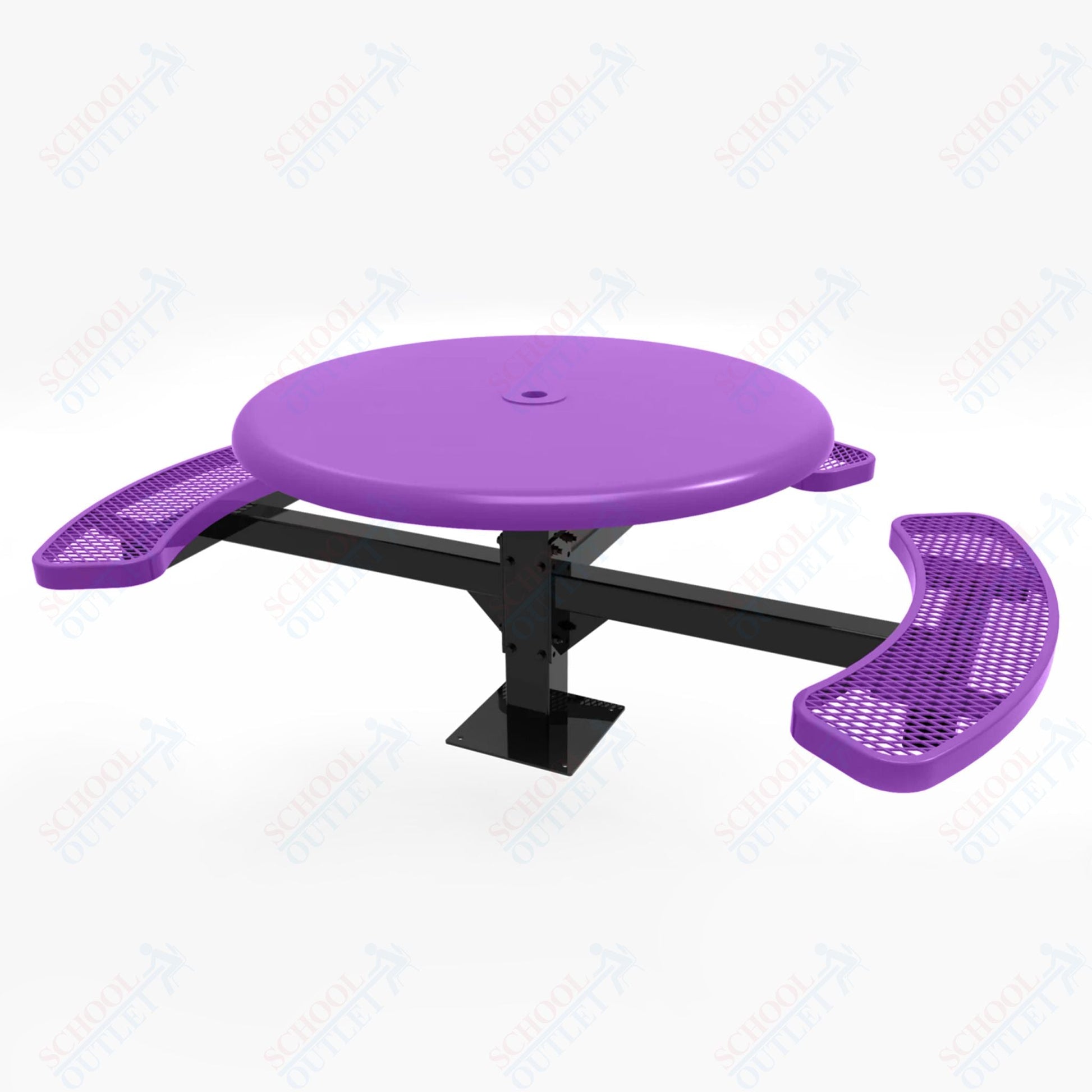 MyTcoat MYT - TRS46 - 15 - 003 46″ Round Solid Top Pedestal Picnic Table with Surface Mount, 3 Seat and ADA Accessible (30"H) - SchoolOutlet