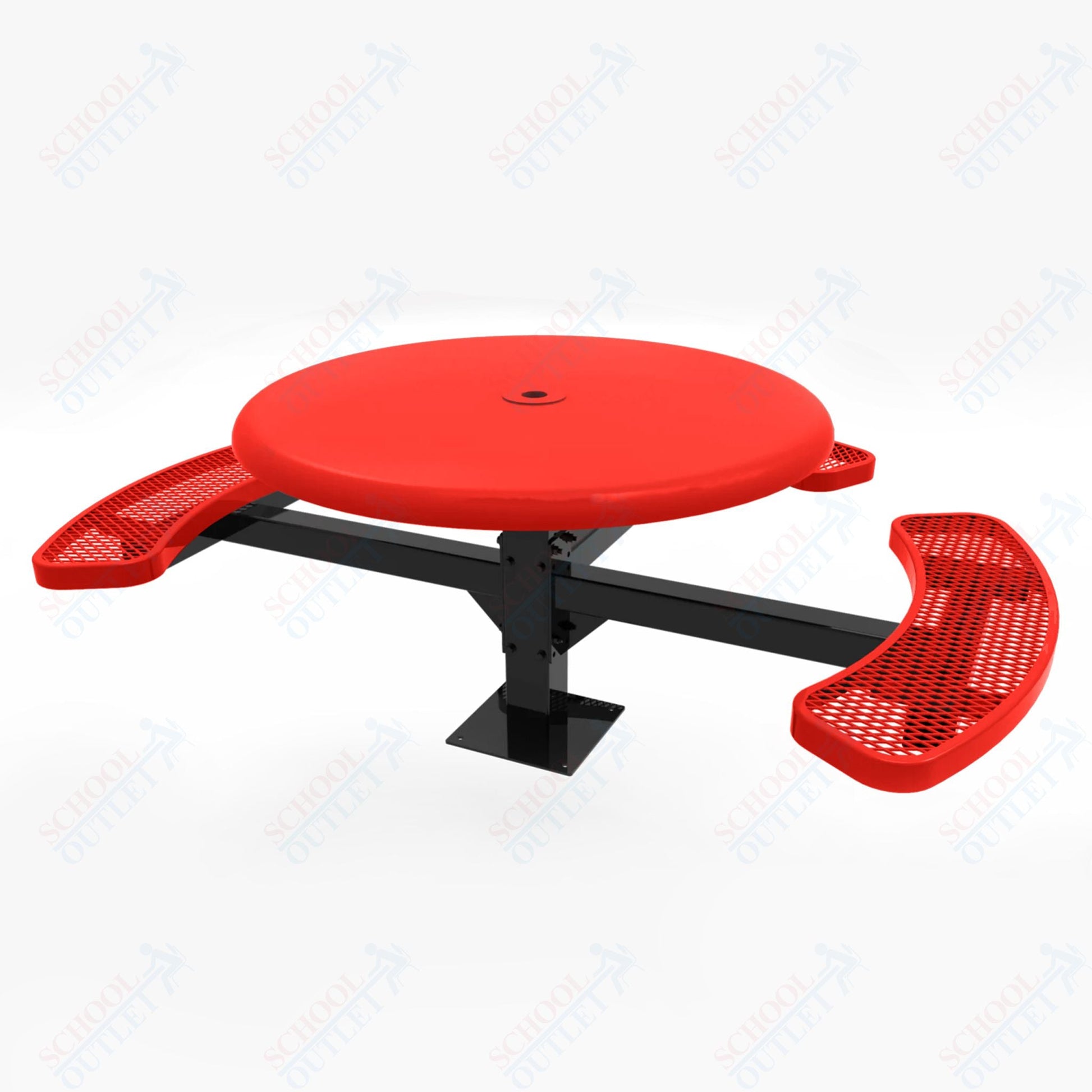 MyTcoat MYT - TRS46 - 15 - 003 46″ Round Solid Top Pedestal Picnic Table with Surface Mount, 3 Seat and ADA Accessible (30"H) - SchoolOutlet