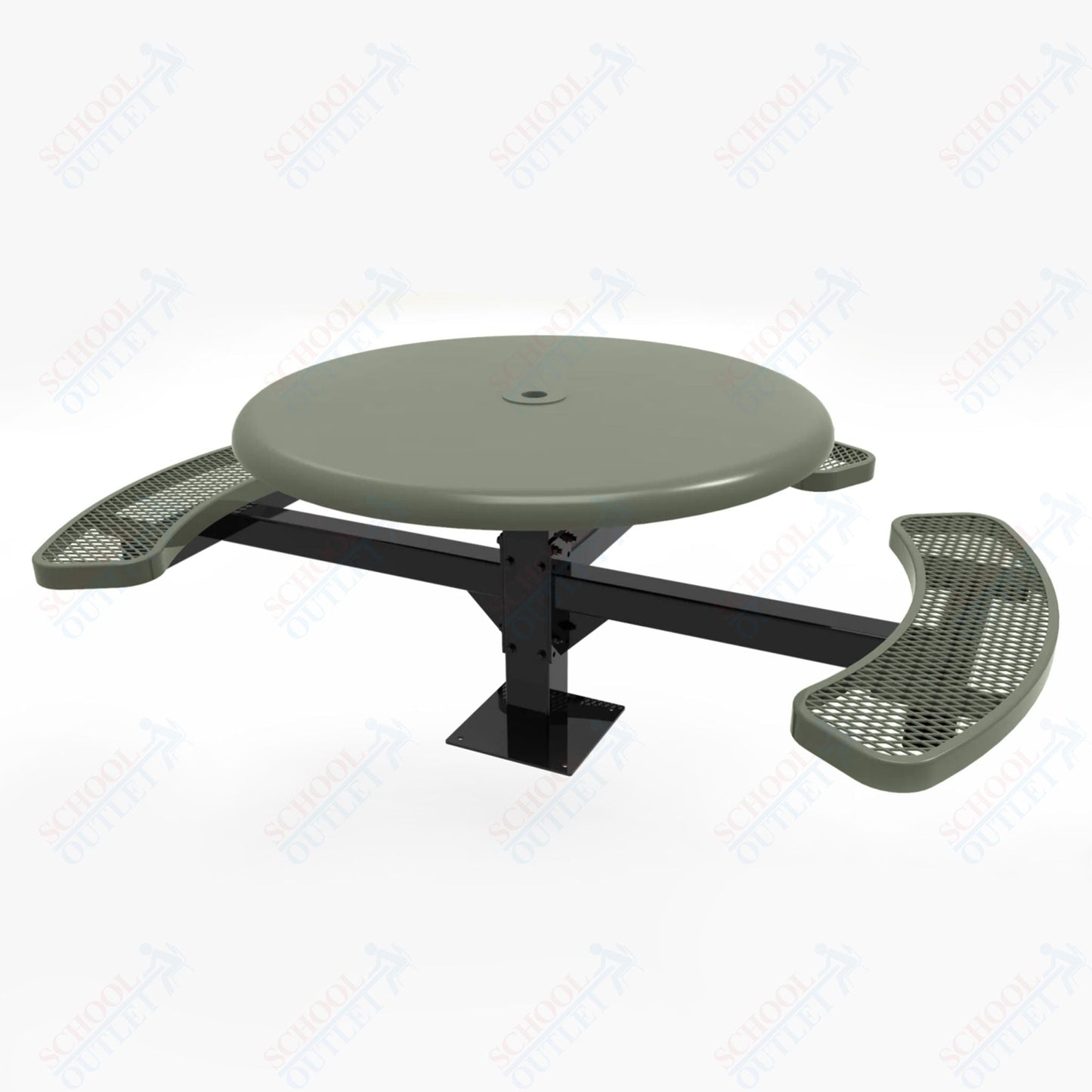 MyTcoat MYT - TRS46 - 15 - 003 46″ Round Solid Top Pedestal Picnic Table with Surface Mount, 3 Seat and ADA Accessible (30"H) - SchoolOutlet