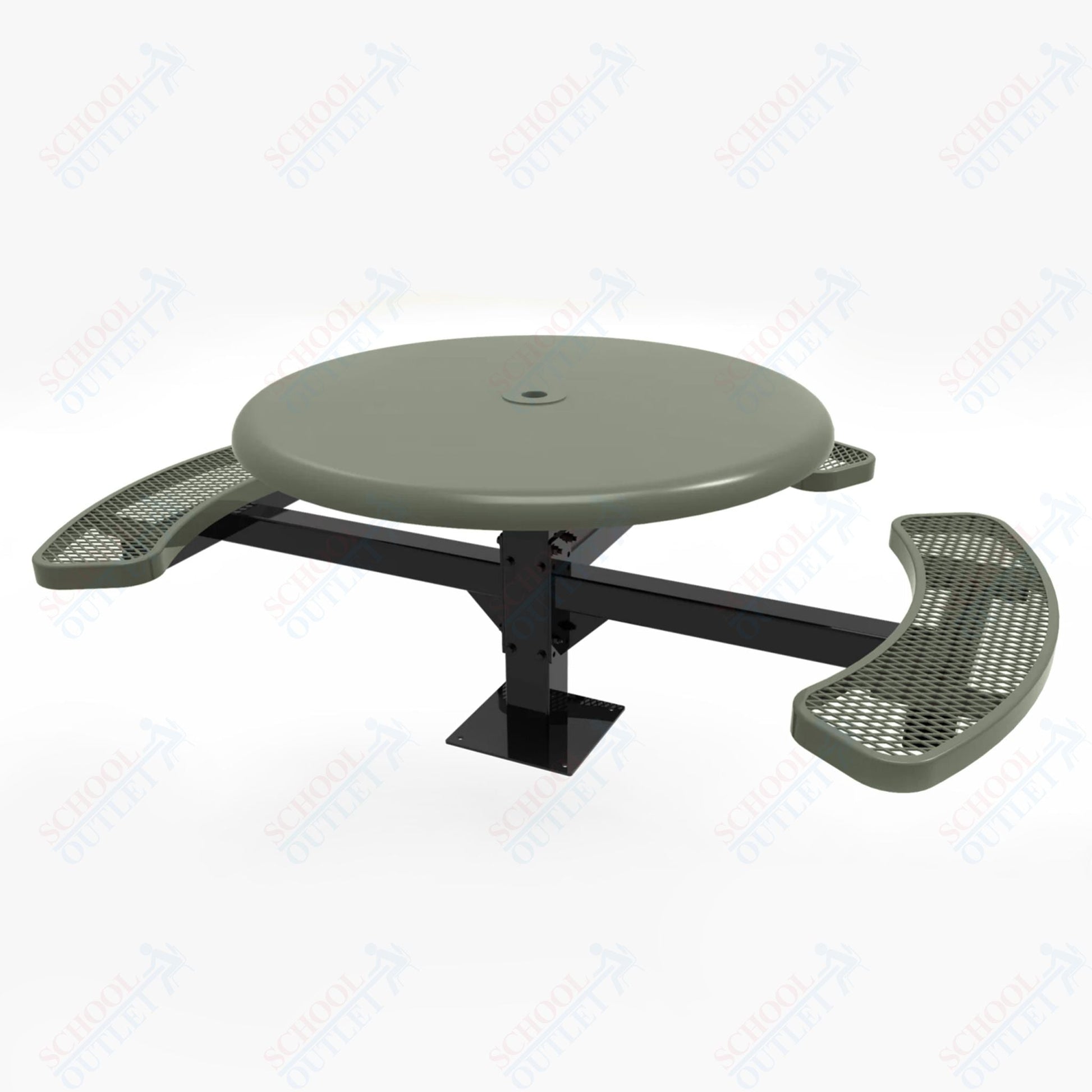 MyTcoat MYT - TRS46 - 15 - 003 46″ Round Solid Top Pedestal Picnic Table with Surface Mount, 3 Seat and ADA Accessible (30"H) - SchoolOutlet