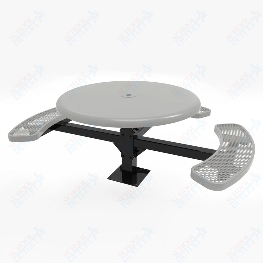 MyTcoat MYT - TRS46 - 15 - 003 46″ Round Solid Top Pedestal Picnic Table with Surface Mount, 3 Seat and ADA Accessible (30"H) - SchoolOutlet