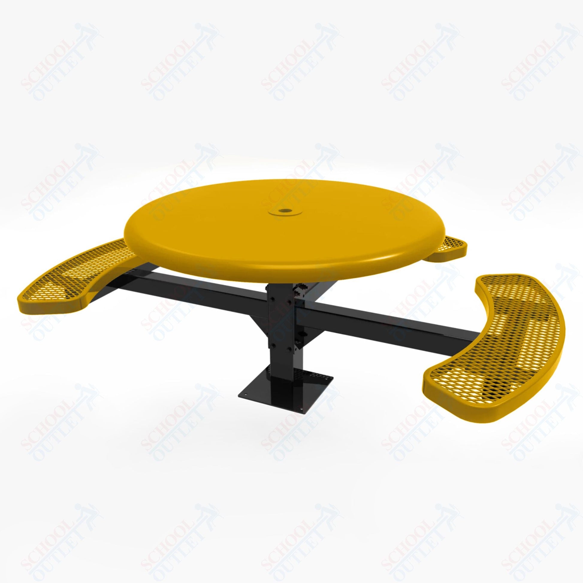 MyTcoat MYT - TRS46 - 15 - 003 46″ Round Solid Top Pedestal Picnic Table with Surface Mount, 3 Seat and ADA Accessible (30"H) - SchoolOutlet