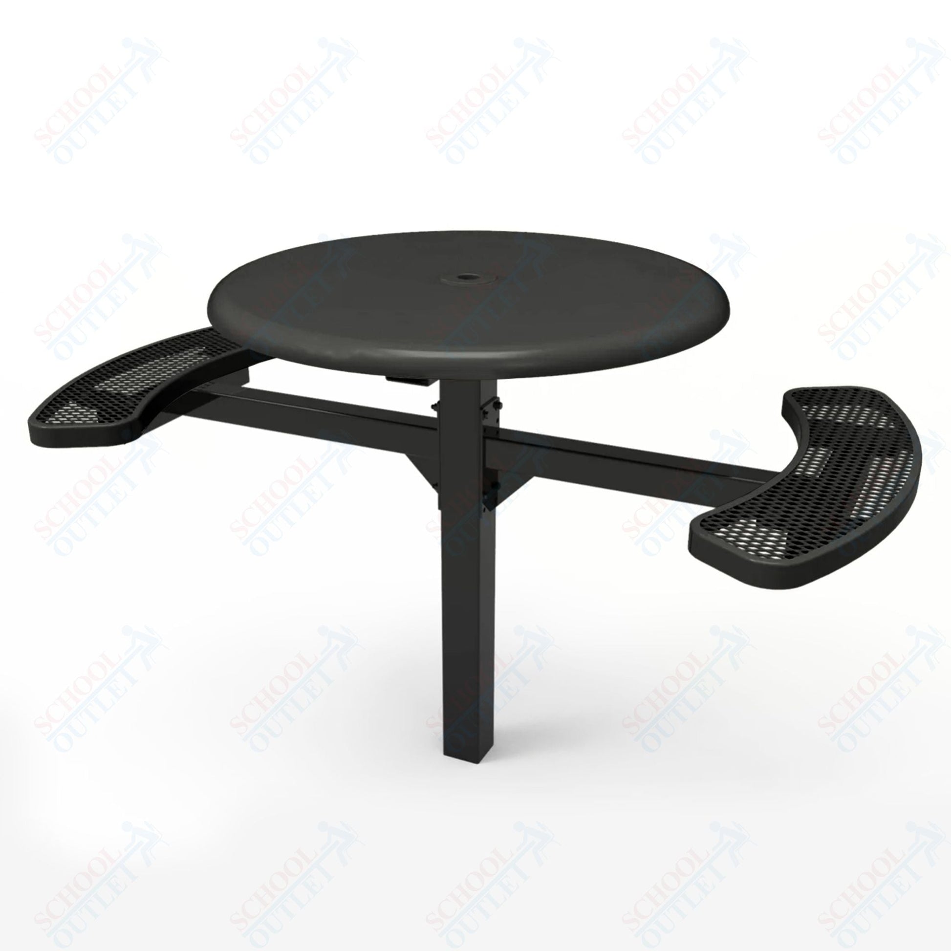 MyTcoat MYT - TRS46 - 16 - 002 46″ Round Solid Top Pedestal Picnic Table with Inground Mount, 2 Seat and Alternate ADA Accessible (30"H) - SchoolOutlet