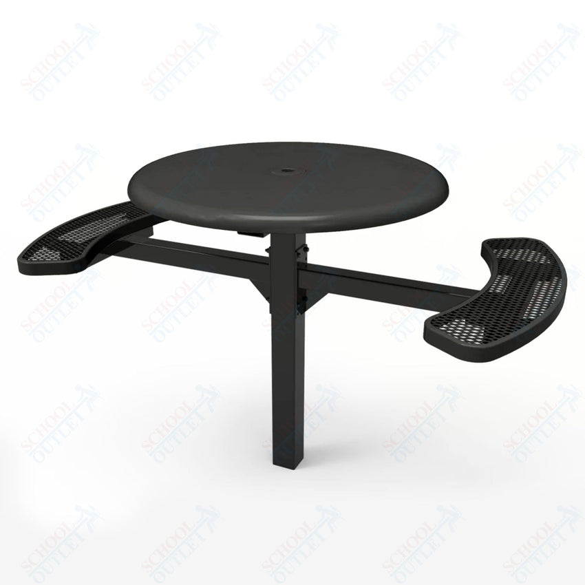 MyTcoat MYT - TRS46 - 16 - 002 46″ Round Solid Top Pedestal Picnic Table with Inground Mount, 2 Seat and Alternate ADA Accessible (30"H) - SchoolOutlet