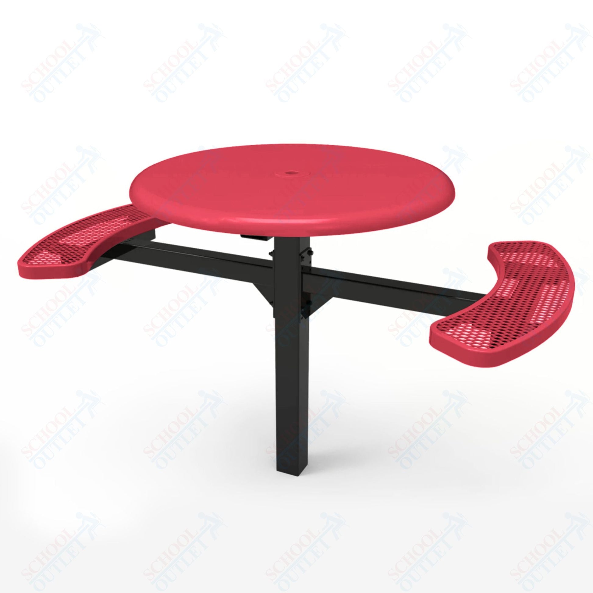 MyTcoat MYT - TRS46 - 16 - 002 46″ Round Solid Top Pedestal Picnic Table with Inground Mount, 2 Seat and Alternate ADA Accessible (30"H) - SchoolOutlet