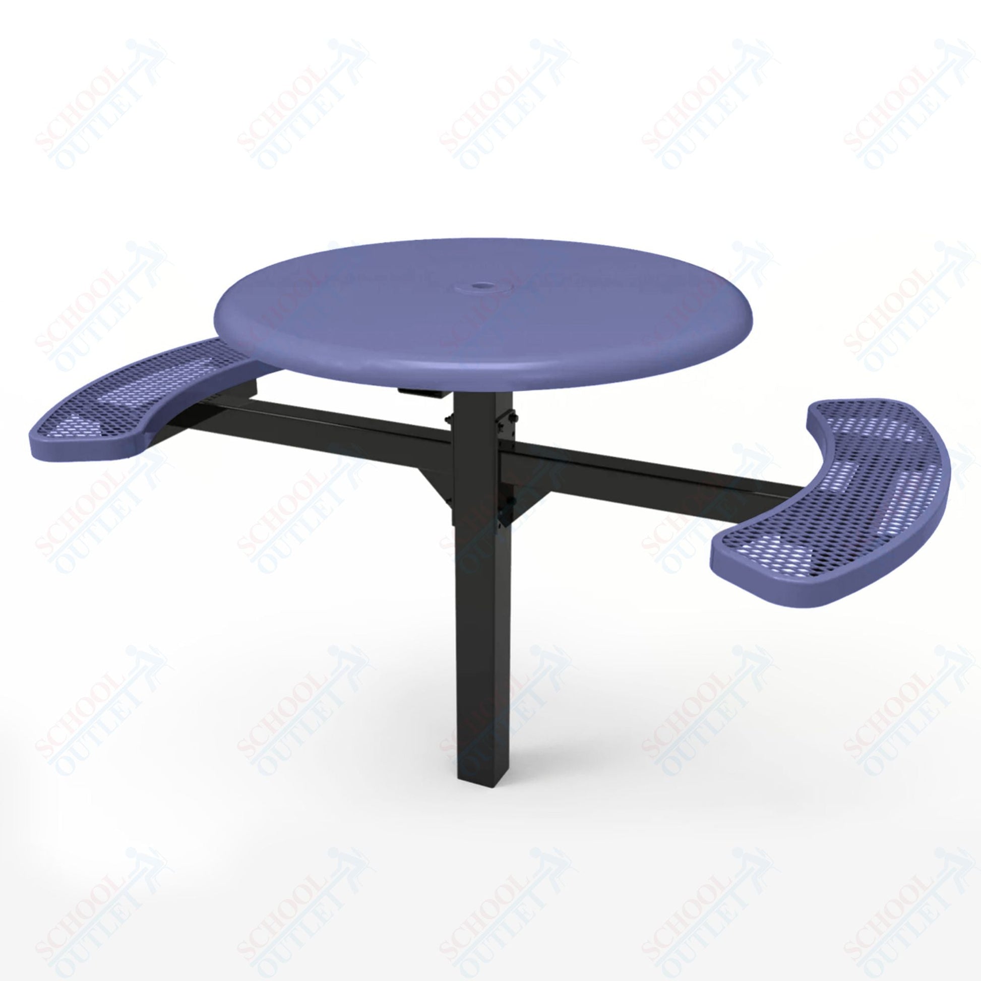 MyTcoat MYT - TRS46 - 16 - 002 46″ Round Solid Top Pedestal Picnic Table with Inground Mount, 2 Seat and Alternate ADA Accessible (30"H) - SchoolOutlet