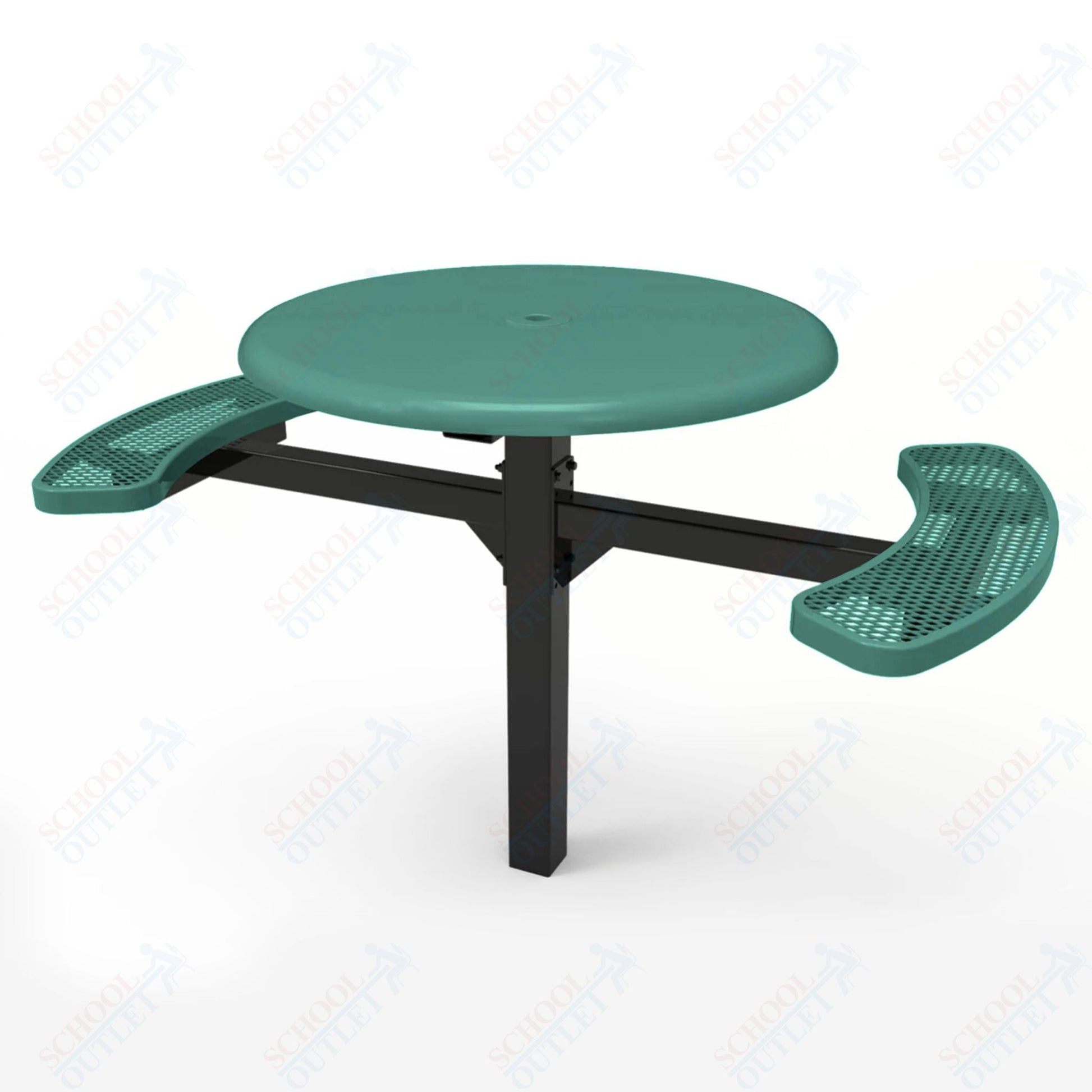 MyTcoat MYT - TRS46 - 16 - 002 46″ Round Solid Top Pedestal Picnic Table with Inground Mount, 2 Seat and Alternate ADA Accessible (30"H) - SchoolOutlet