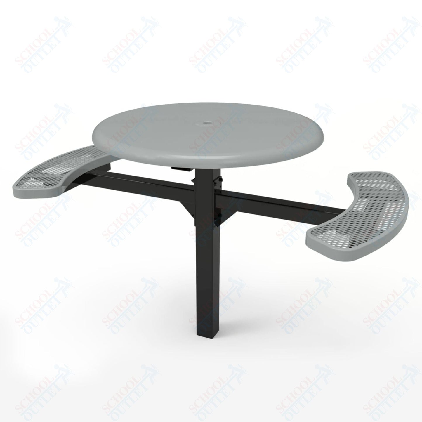 MyTcoat MYT - TRS46 - 16 - 002 46″ Round Solid Top Pedestal Picnic Table with Inground Mount, 2 Seat and Alternate ADA Accessible (30"H) - SchoolOutlet