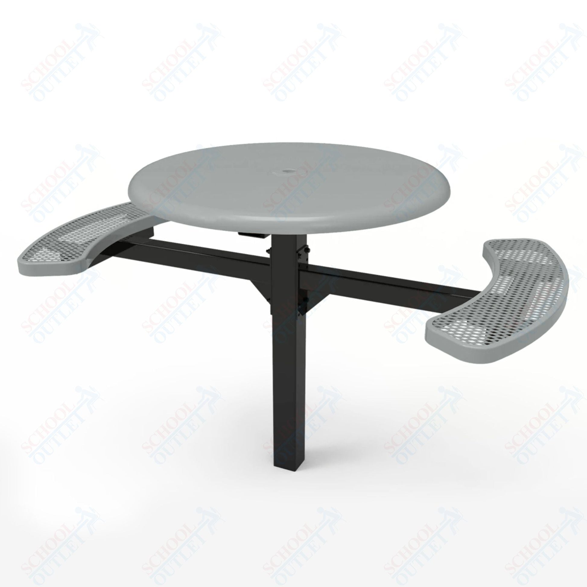 MyTcoat MYT - TRS46 - 16 - 002 46″ Round Solid Top Pedestal Picnic Table with Inground Mount, 2 Seat and Alternate ADA Accessible (30"H) - SchoolOutlet