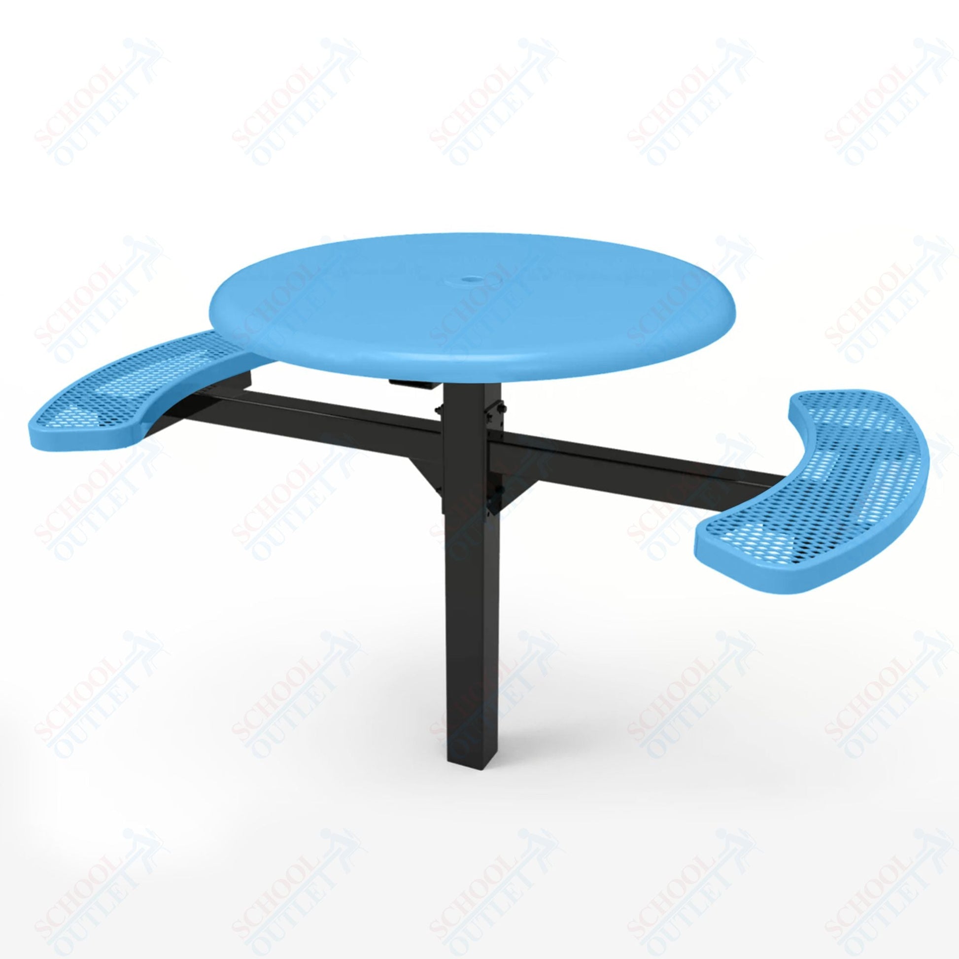 MyTcoat MYT - TRS46 - 16 - 002 46″ Round Solid Top Pedestal Picnic Table with Inground Mount, 2 Seat and Alternate ADA Accessible (30"H) - SchoolOutlet