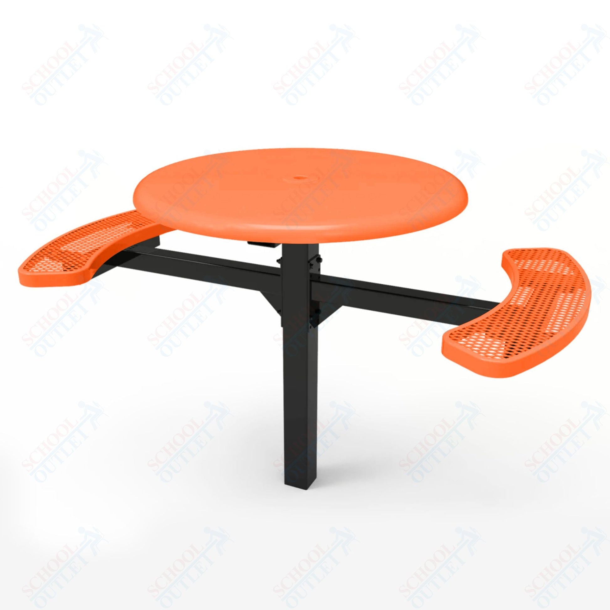 MyTcoat MYT - TRS46 - 16 - 002 46″ Round Solid Top Pedestal Picnic Table with Inground Mount, 2 Seat and Alternate ADA Accessible (30"H) - SchoolOutlet
