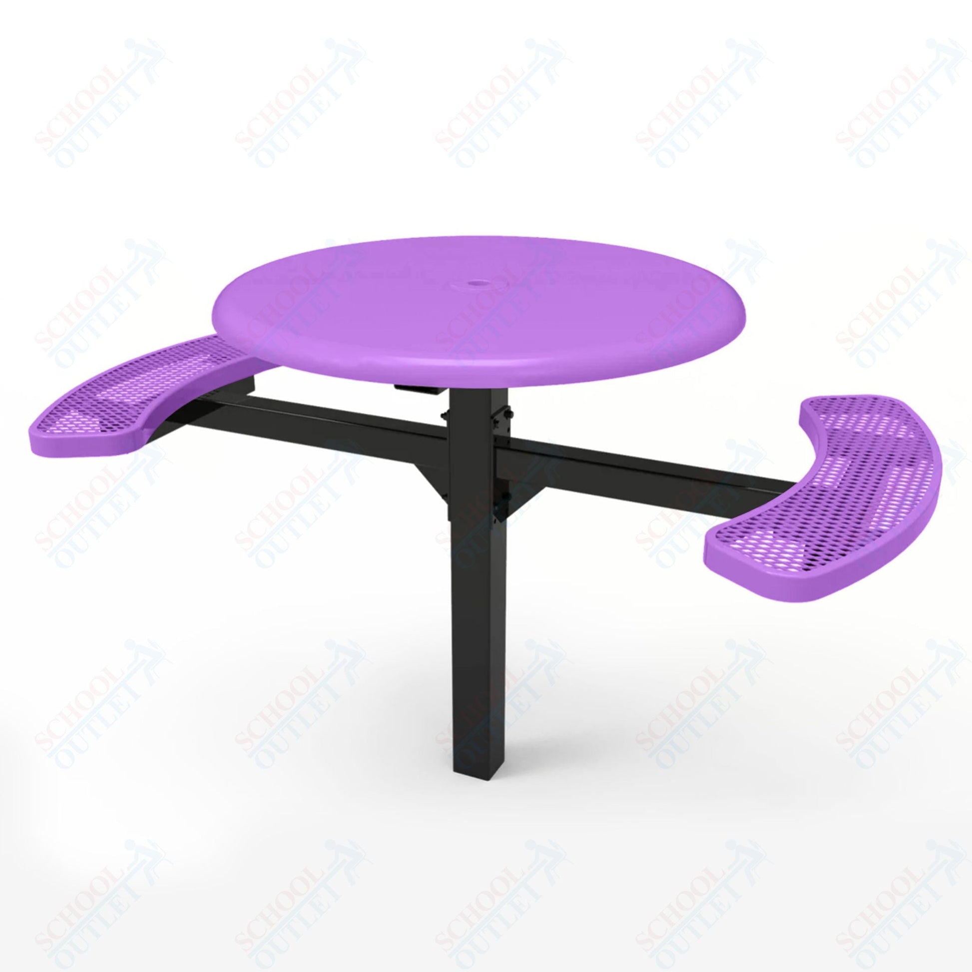 MyTcoat MYT - TRS46 - 16 - 002 46″ Round Solid Top Pedestal Picnic Table with Inground Mount, 2 Seat and Alternate ADA Accessible (30"H) - SchoolOutlet
