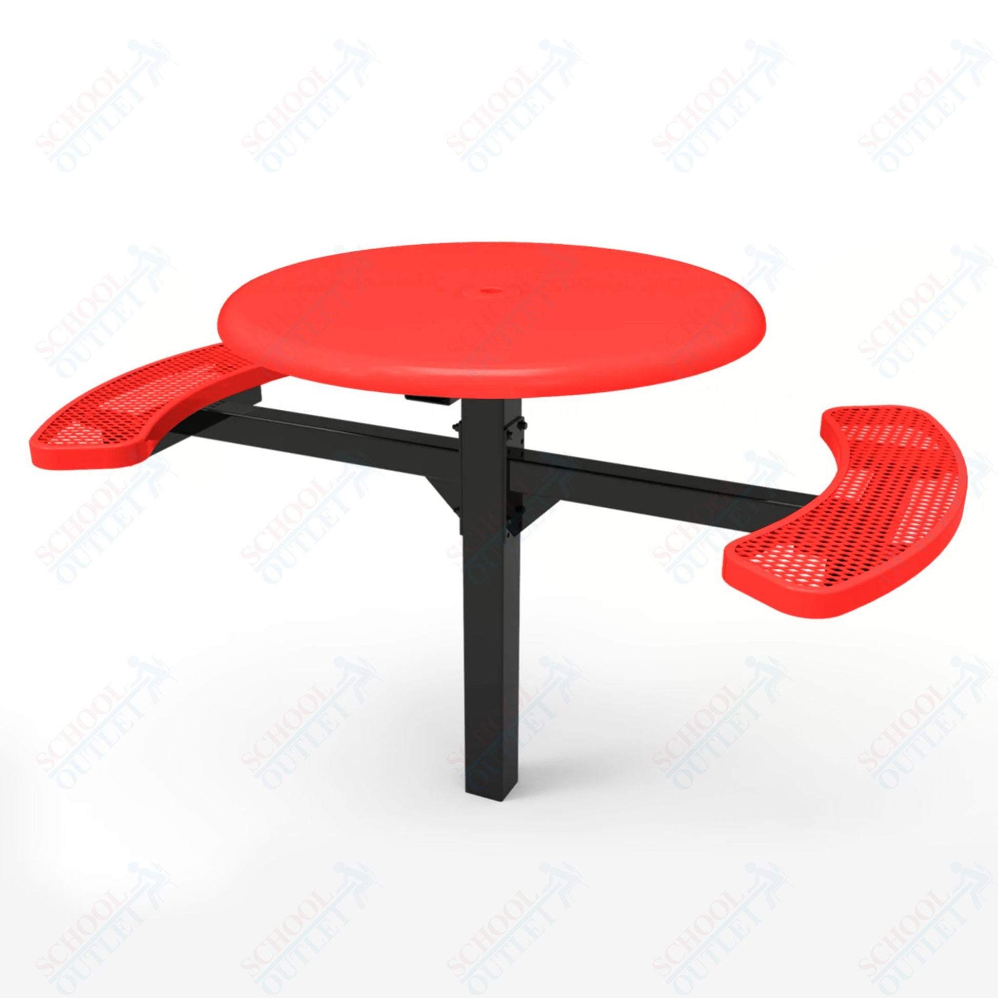 MyTcoat MYT - TRS46 - 16 - 002 46″ Round Solid Top Pedestal Picnic Table with Inground Mount, 2 Seat and Alternate ADA Accessible (30"H) - SchoolOutlet