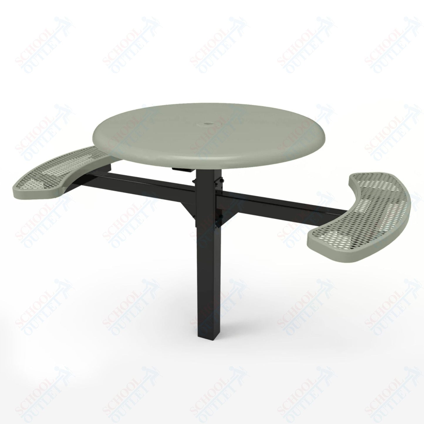 MyTcoat MYT - TRS46 - 16 - 002 46″ Round Solid Top Pedestal Picnic Table with Inground Mount, 2 Seat and Alternate ADA Accessible (30"H) - SchoolOutlet